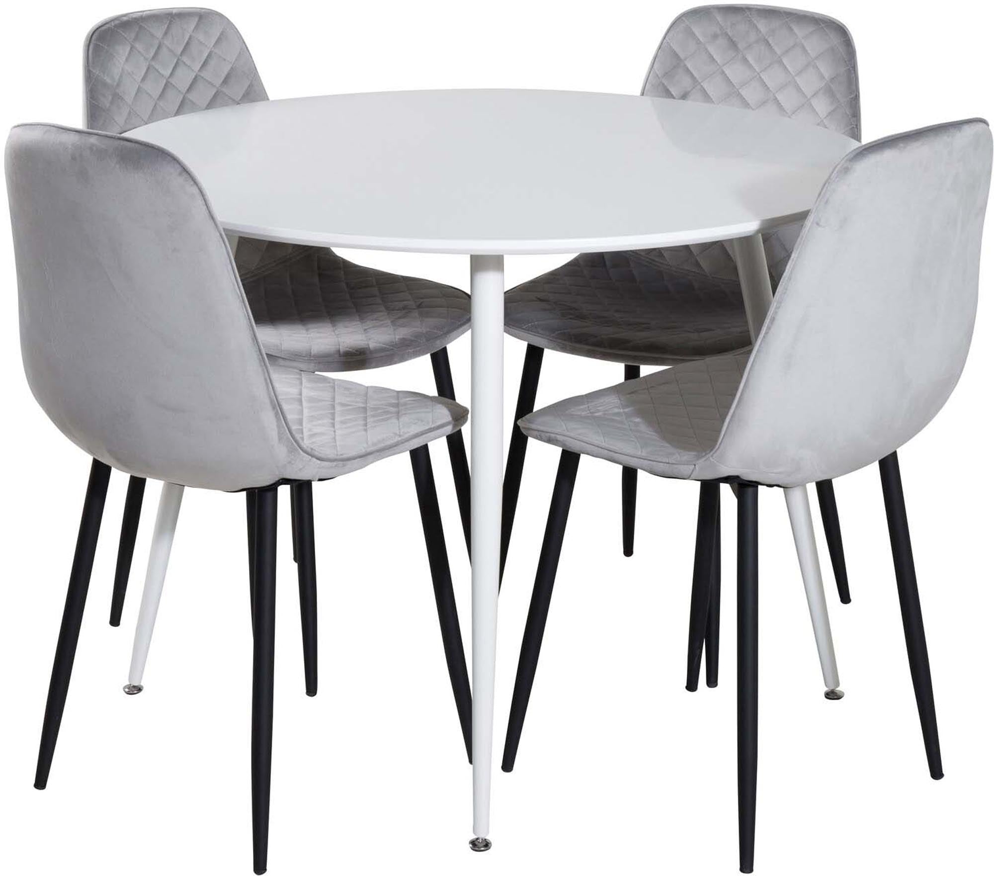 Plaza Esszimmerset + Polar ⌀100cm/4St. in Weiss / Grau / Schwarz präsentiert im Onlineshop von KAQTU Design AG. Esszimmerset ist von Venture Home