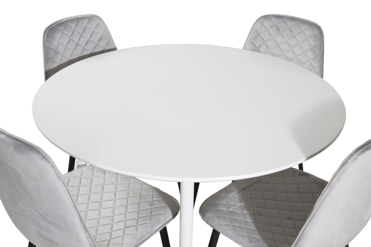 Plaza Esszimmerset + Polar ⌀100cm/4St. in Weiss / Grau / Schwarz präsentiert im Onlineshop von KAQTU Design AG. Esszimmerset ist von Venture Home