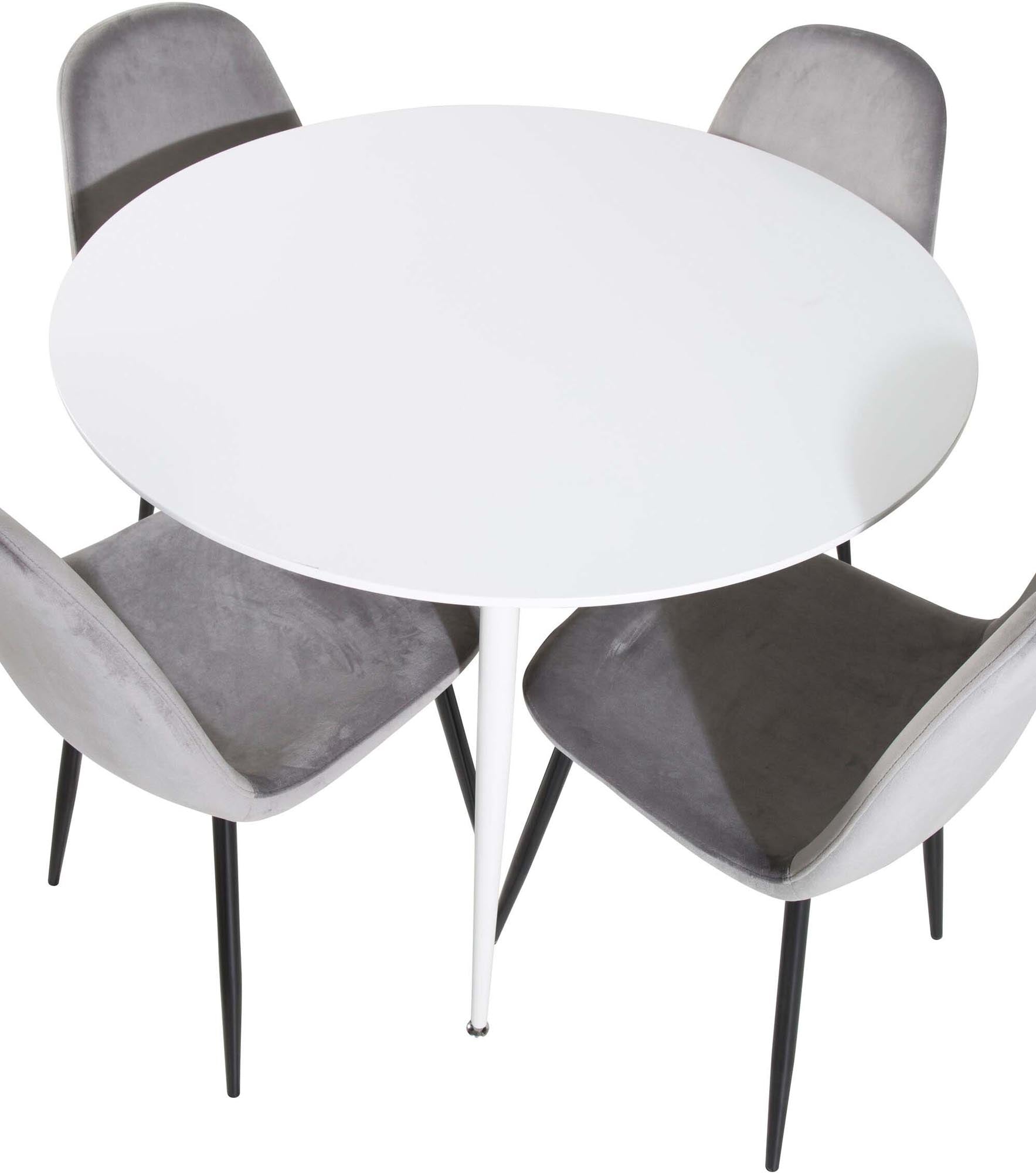Plaza Esszimmerset + Polar ⌀100cm/4St. in Weiss / Schwarzgrau präsentiert im Onlineshop von KAQTU Design AG. Esszimmerset ist von Venture Home