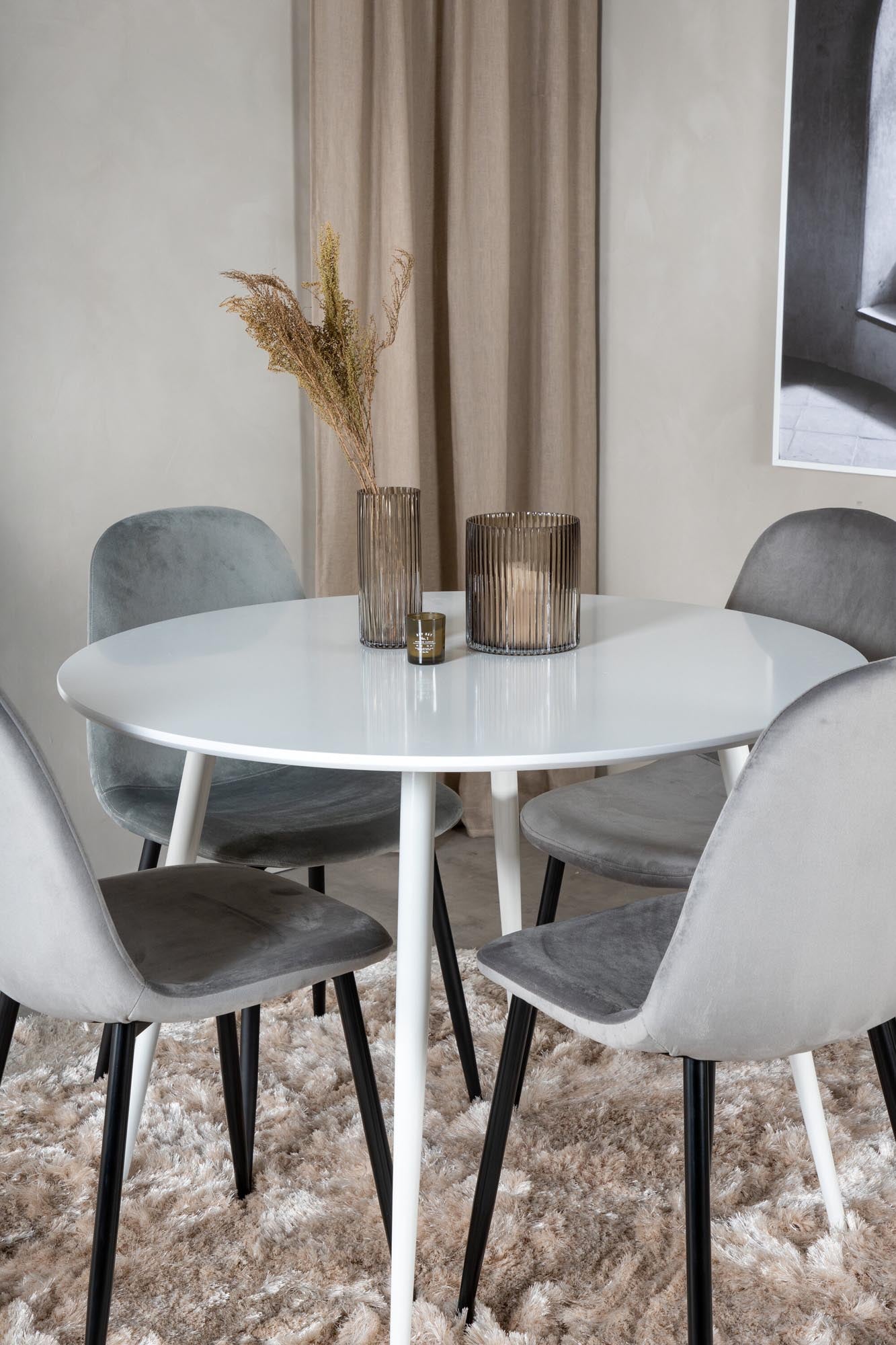 Plaza Esszimmerset + Polar ⌀100cm/4St. in Weiss / Schwarzgrau präsentiert im Onlineshop von KAQTU Design AG. Esszimmerset ist von Venture Home