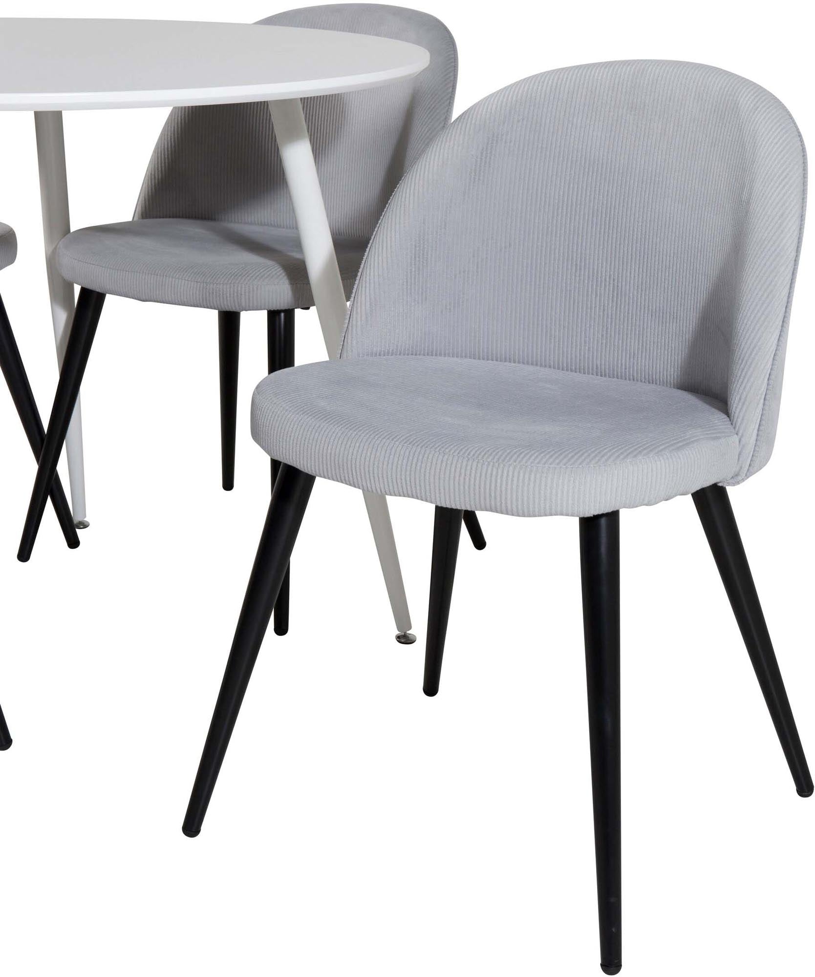 Plaza Esszimerset + Velvet ⌀100cm/4St. in Weiss / Schwarzgrau präsentiert im Onlineshop von KAQTU Design AG. Esszimmerset ist von Venture Home
