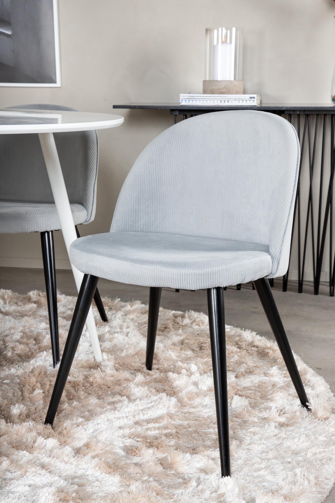 Plaza Esszimerset + Velvet ⌀100cm/4St. in Weiss / Schwarzgrau präsentiert im Onlineshop von KAQTU Design AG. Esszimmerset ist von Venture Home