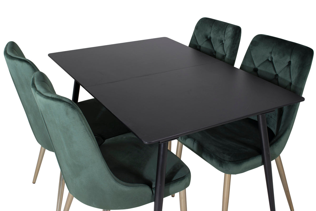 Silar Esszimmerset ausziehbar + Velvet Deluxe 120cm/4St. in Gold, Grün präsentiert im Onlineshop von KAQTU Design AG. Esszimmerset ist von Venture Home