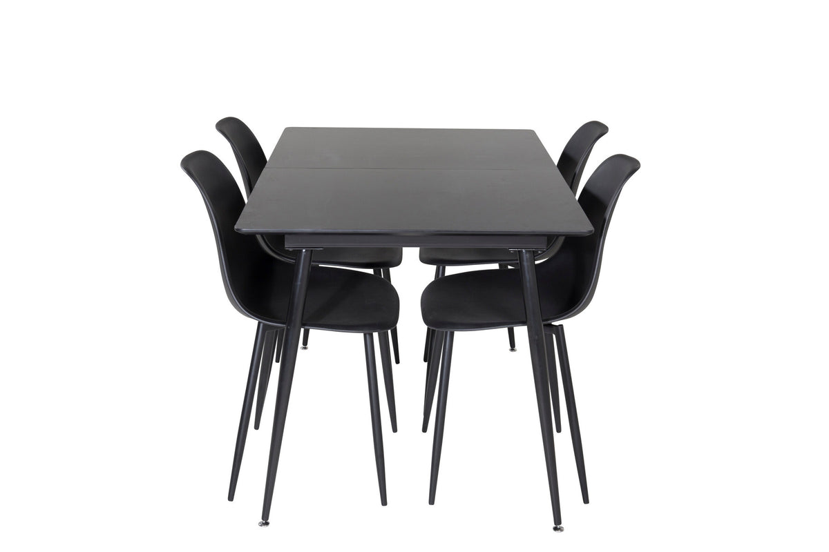 Silar Esszimmerset ausziehbar + Polar 120cm/4St. in Schwarz präsentiert im Onlineshop von KAQTU Design AG. Esszimmerset ist von Venture Home
