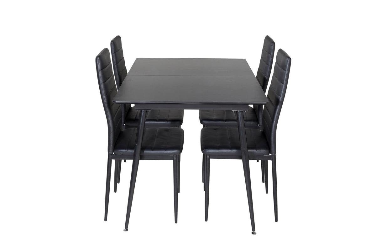 Silar Esszimmerset ausziehbar + Slim 120cm/4St. in Schwarz präsentiert im Onlineshop von KAQTU Design AG. Esszimmerset ist von Venture Home