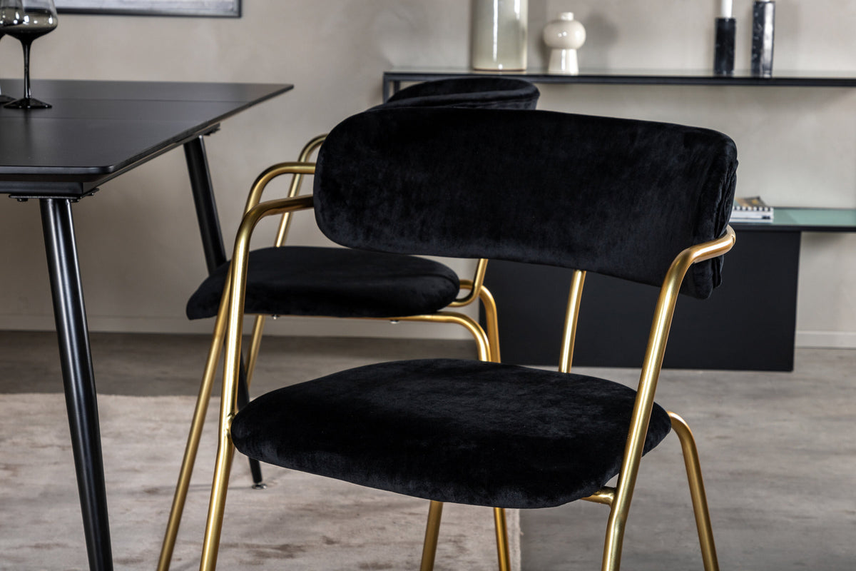 Silar Esszimmerset ausziehbar + Arrow 120cm/4St. in Schwarz / Gold präsentiert im Onlineshop von KAQTU Design AG. Esszimmerset ist von Venture Home