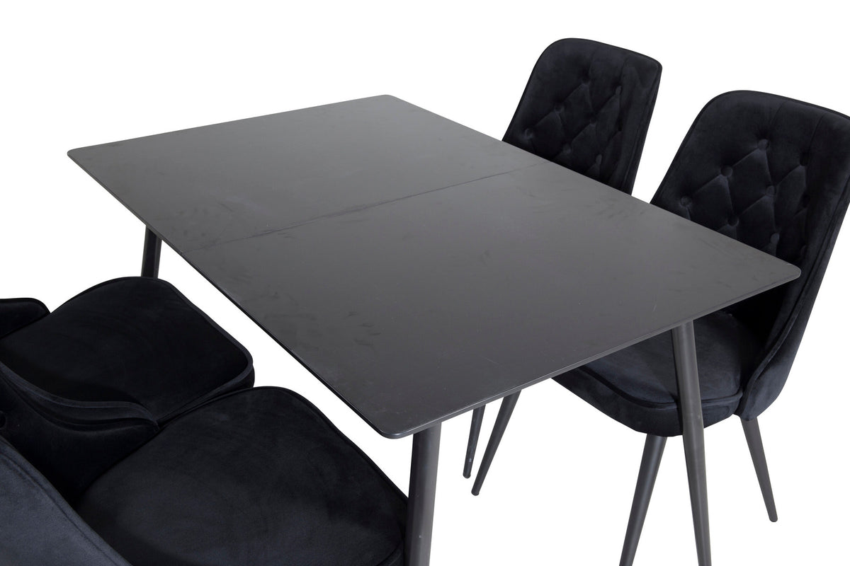 Silar Esszimmerset ausziehbar + Velvet Deluxe 120cm/4St. in Schwarz präsentiert im Onlineshop von KAQTU Design AG. Esszimmerset ist von Venture Home
