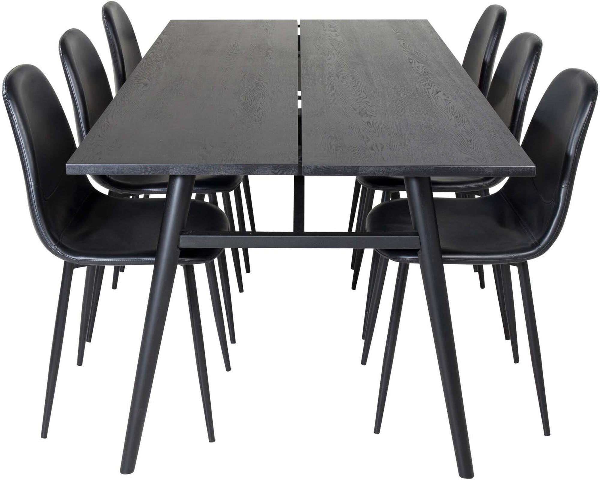 Sleek Esszimmerset ausziehbar + Polar 195cm/6St. in Schwarz präsentiert im Onlineshop von KAQTU Design AG. Esszimmerset ist von Venture Home