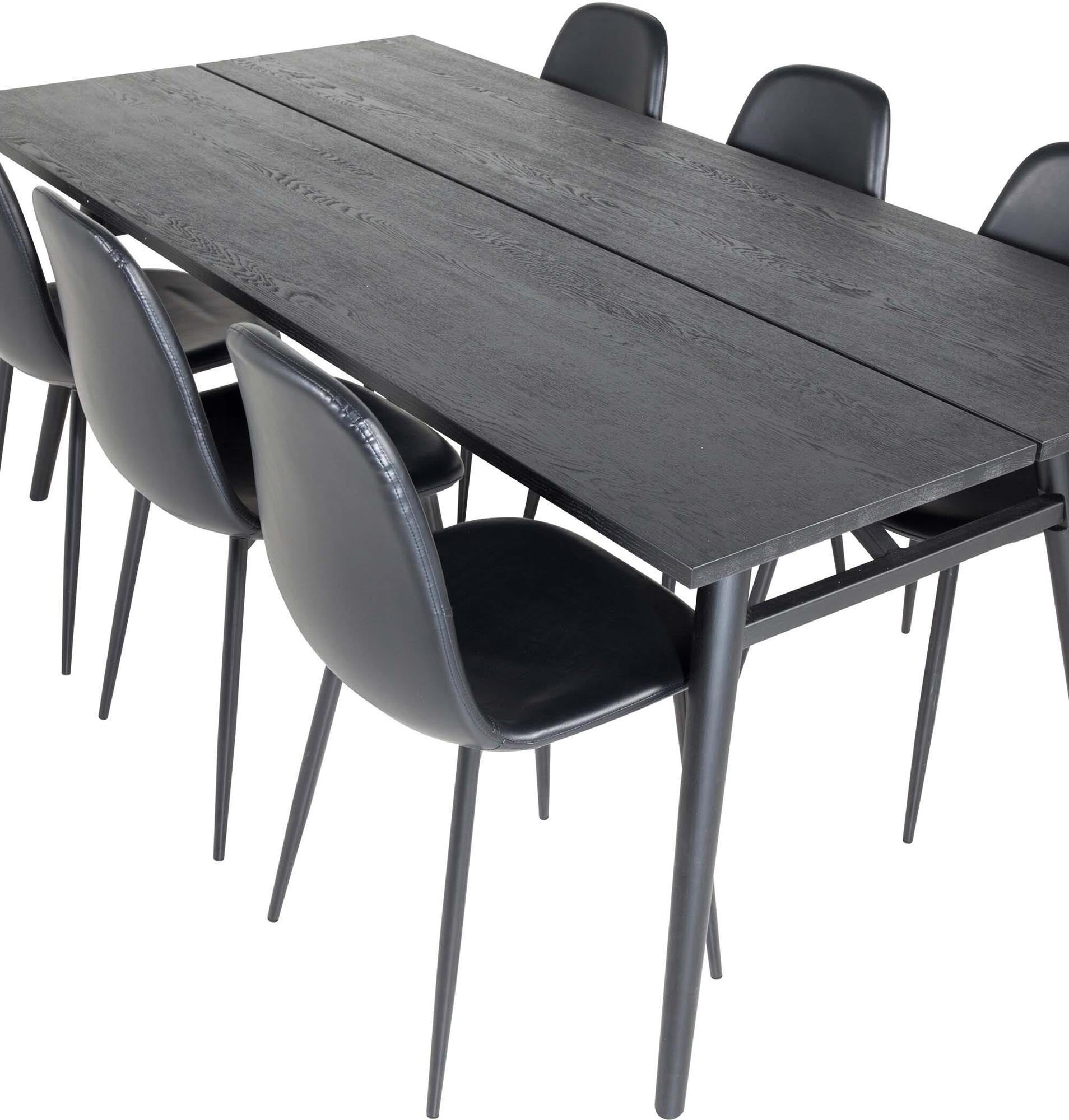 Sleek Esszimmerset ausziehbar + Polar 195cm/6St. in Schwarz präsentiert im Onlineshop von KAQTU Design AG. Esszimmerset ist von Venture Home