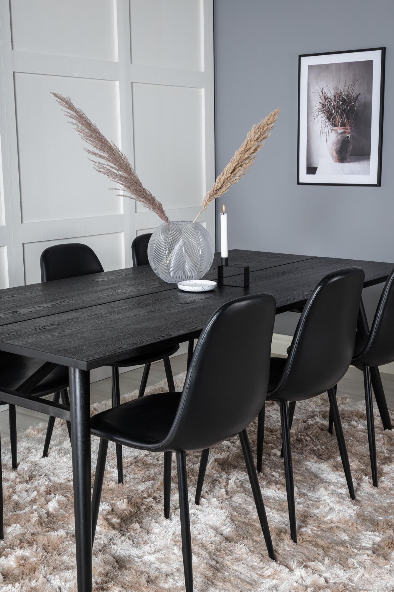 Sleek Esszimmerset ausziehbar + Polar 195cm/6St. in Schwarz präsentiert im Onlineshop von KAQTU Design AG. Esszimmerset ist von Venture Home