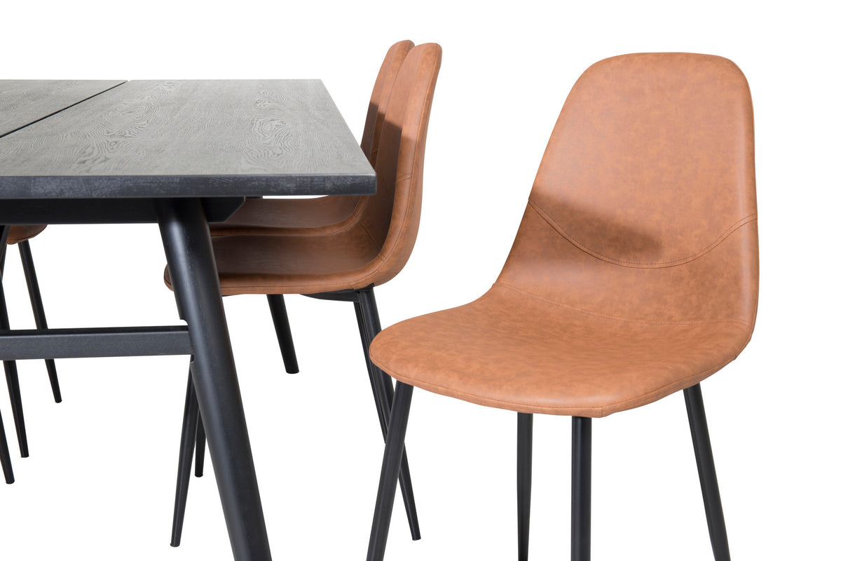 Sleek Esszimmerset ausziehbar + Polar 195cm/6St. in Schwarz Braun präsentiert im Onlineshop von KAQTU Design AG. Esszimmerset ist von Venture Home