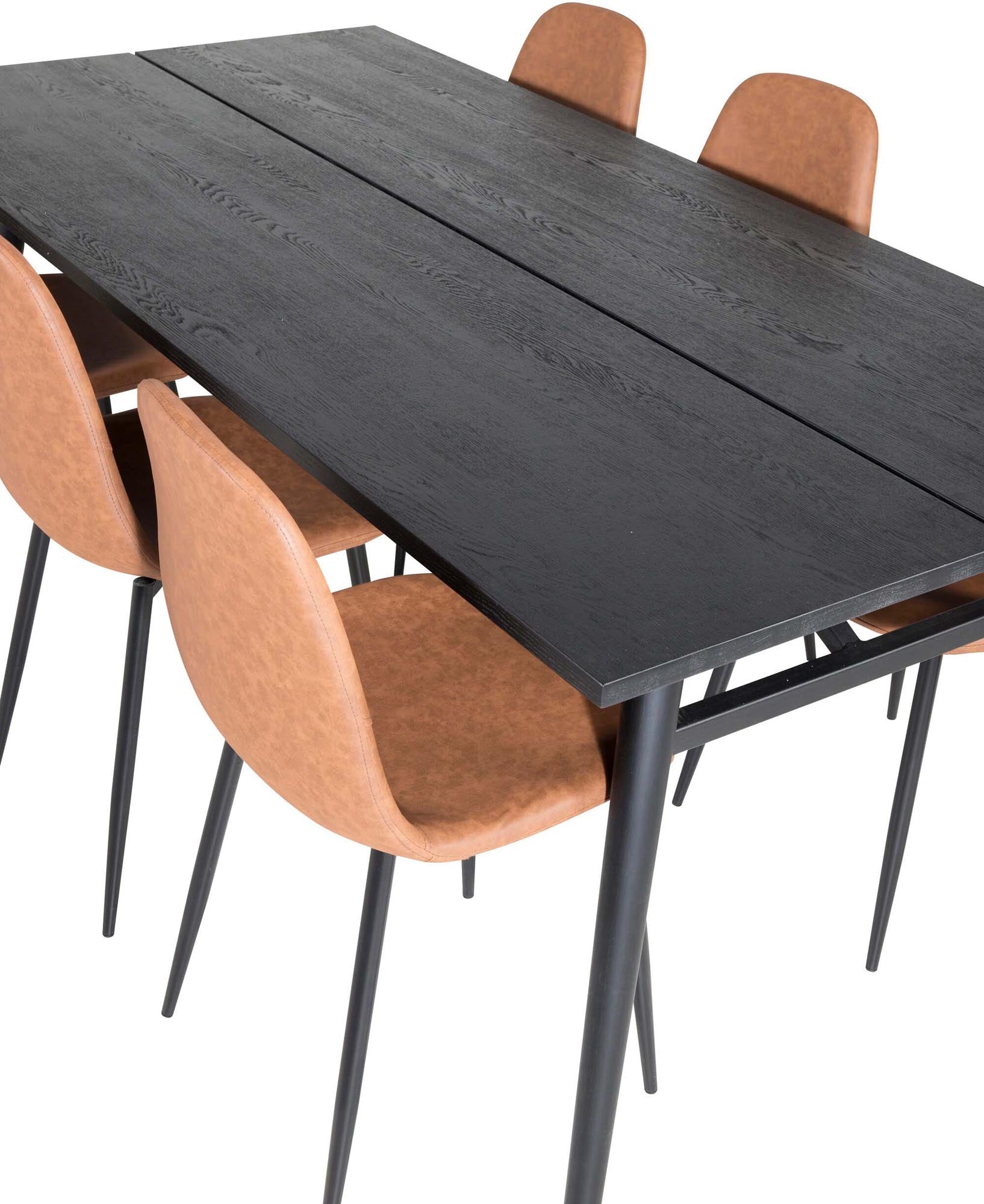 Sleek Esszimmerset ausziehbar + Polar 195cm/6St. in Schwarz Braun präsentiert im Onlineshop von KAQTU Design AG. Esszimmerset ist von Venture Home