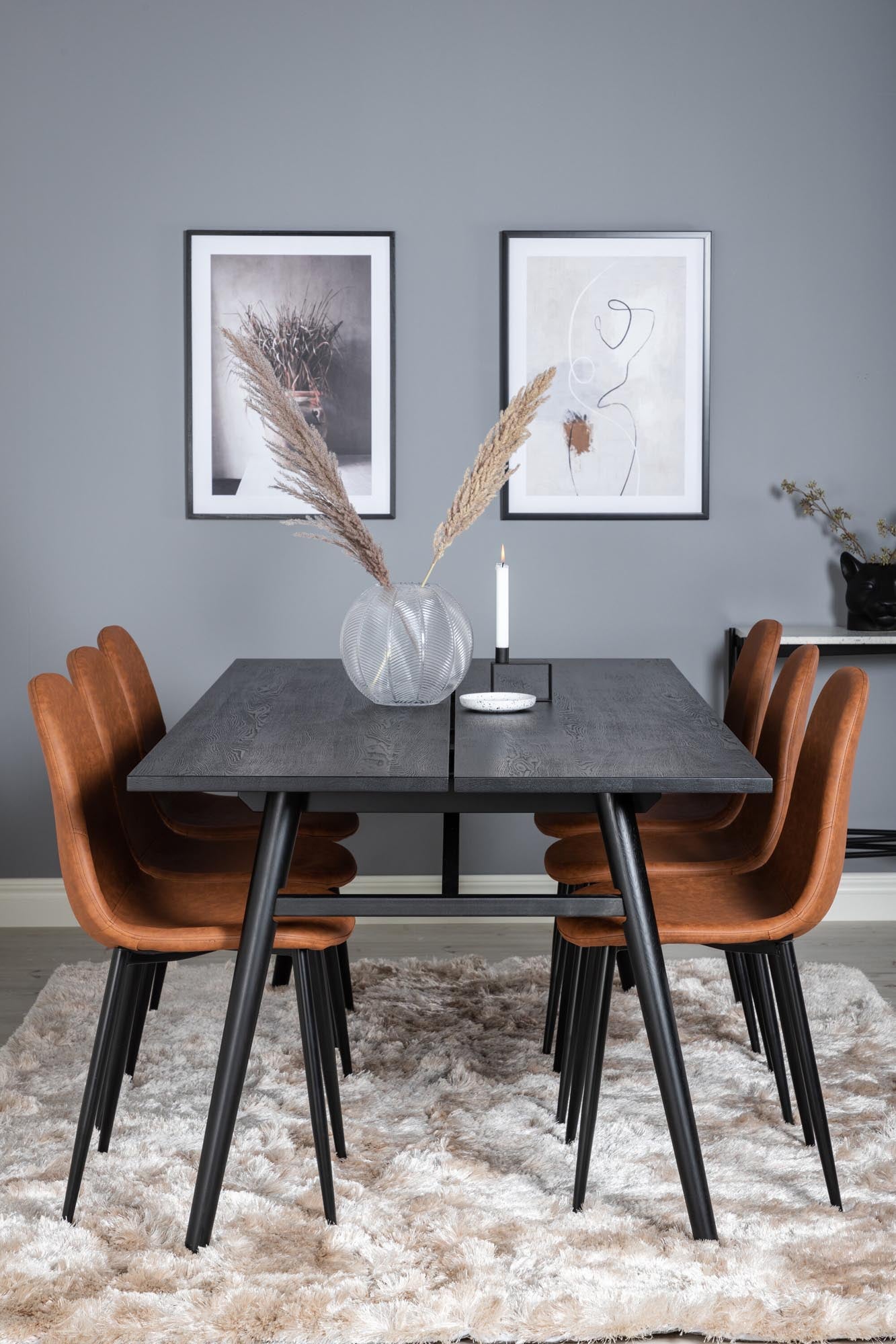Sleek Esszimmerset ausziehbar + Polar 195cm/6St. in Schwarz Braun präsentiert im Onlineshop von KAQTU Design AG. Esszimmerset ist von Venture Home