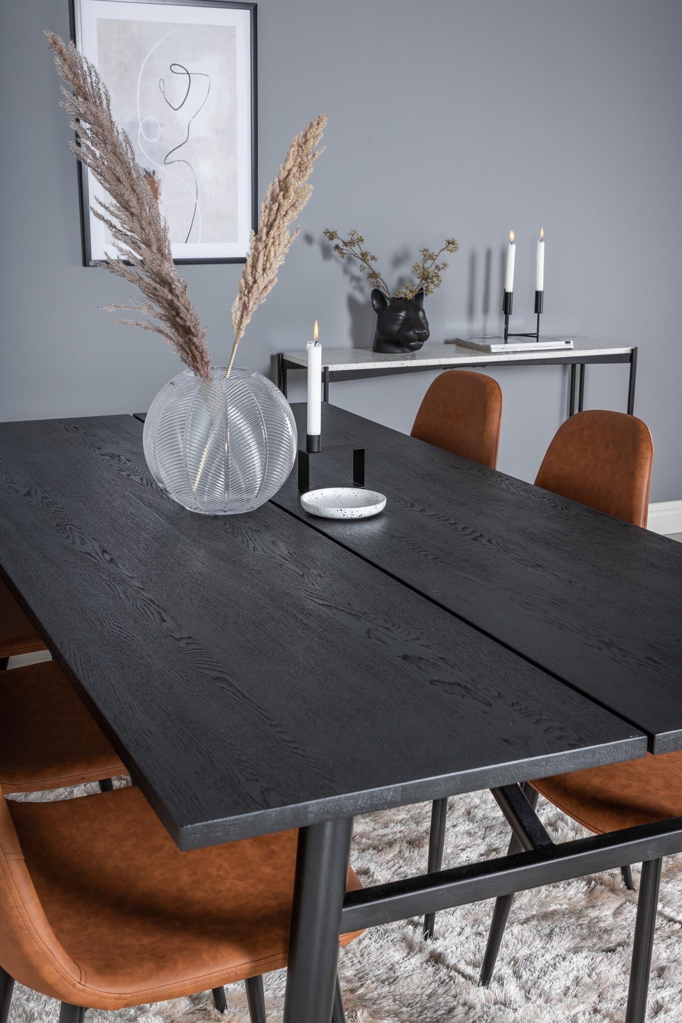 Sleek Esszimmerset ausziehbar + Polar 195cm/6St. in Schwarz Braun präsentiert im Onlineshop von KAQTU Design AG. Esszimmerset ist von Venture Home