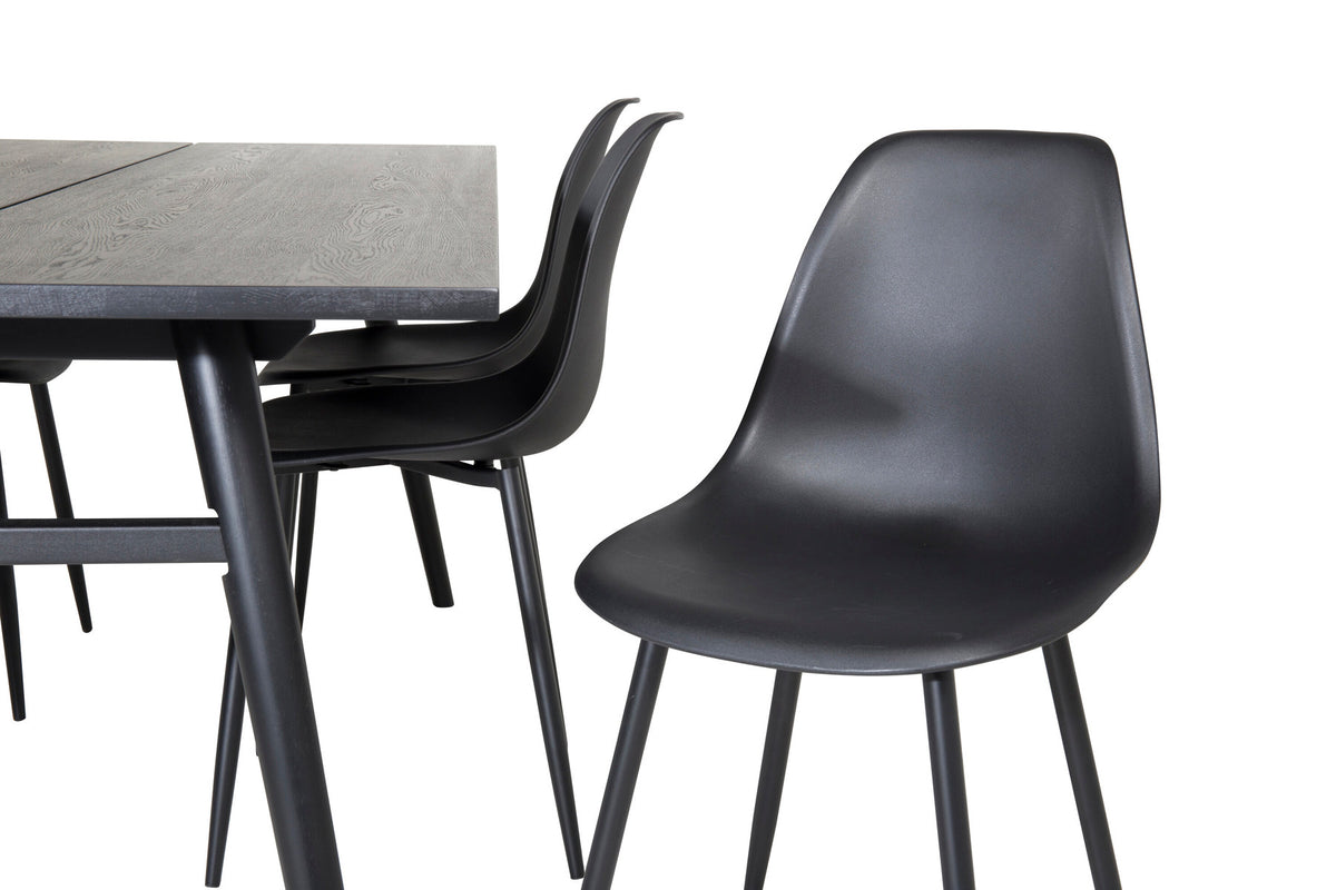 Sleek Esszimmerset ausziehbar + Polar 195cm/6St. in Schwarz präsentiert im Onlineshop von KAQTU Design AG. Esszimmerset ist von Venture Home