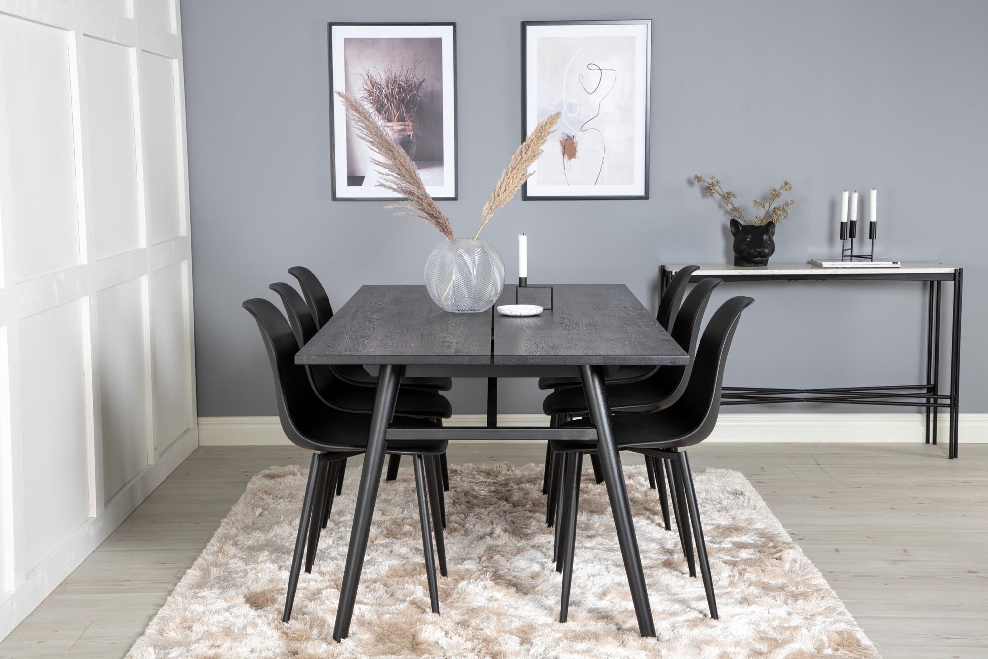 Sleek Esszimmerset ausziehbar + Polar 195cm/6St. in Schwarz präsentiert im Onlineshop von KAQTU Design AG. Esszimmerset ist von Venture Home