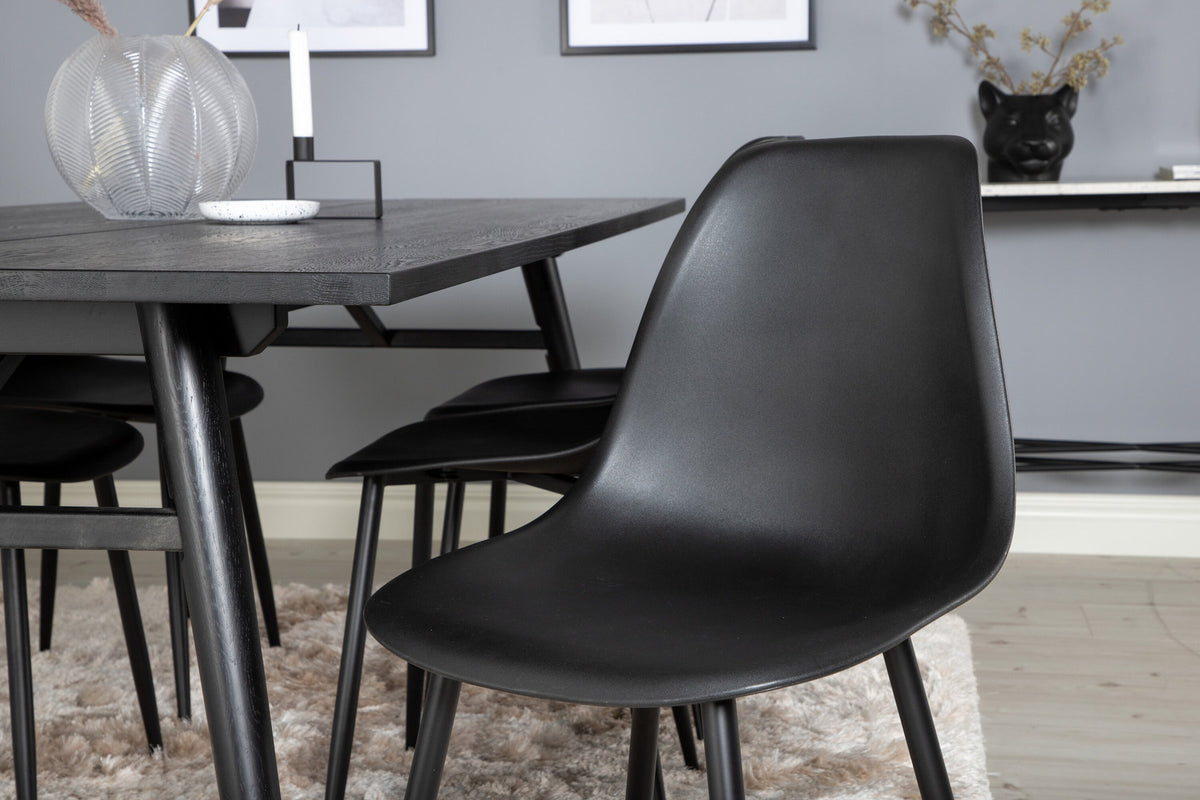Sleek Esszimmerset ausziehbar + Polar 195cm/6St. in Schwarz präsentiert im Onlineshop von KAQTU Design AG. Esszimmerset ist von Venture Home