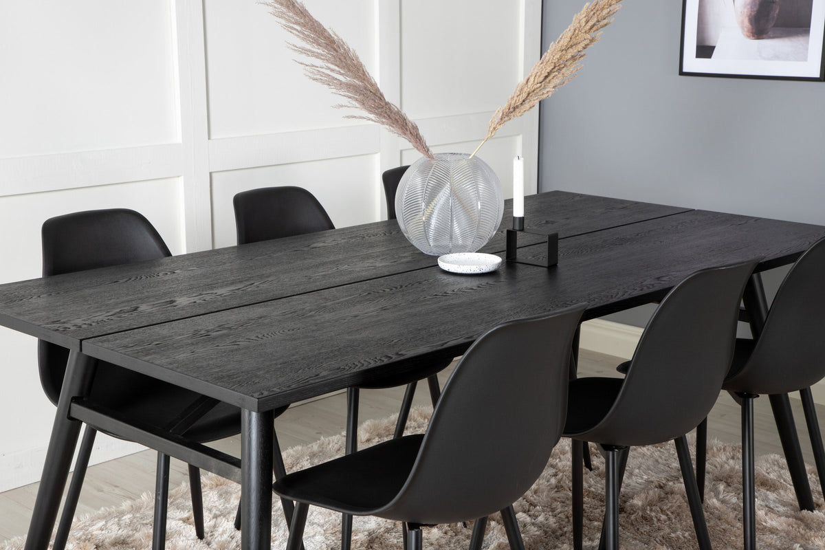 Sleek Esszimmerset ausziehbar + Polar 195cm/6St. in Schwarz präsentiert im Onlineshop von KAQTU Design AG. Esszimmerset ist von Venture Home