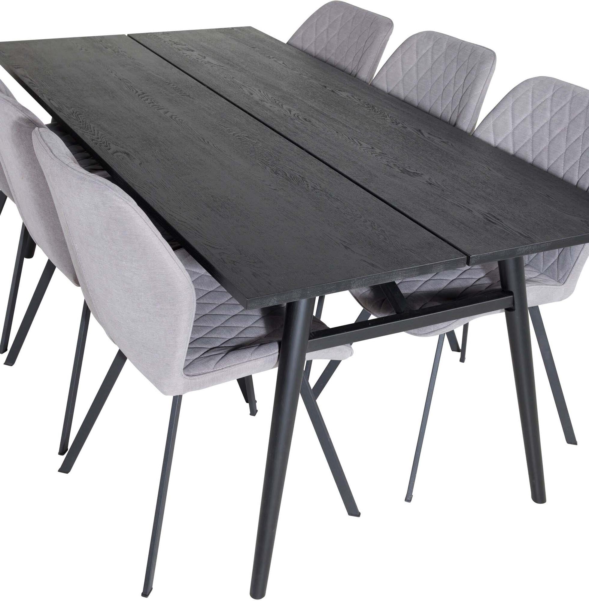 Sleek Esszimmerset ausziehbar + Gemma 195cm/6St. in Schwarzgrau präsentiert im Onlineshop von KAQTU Design AG. Esszimmerset ist von Venture Home
