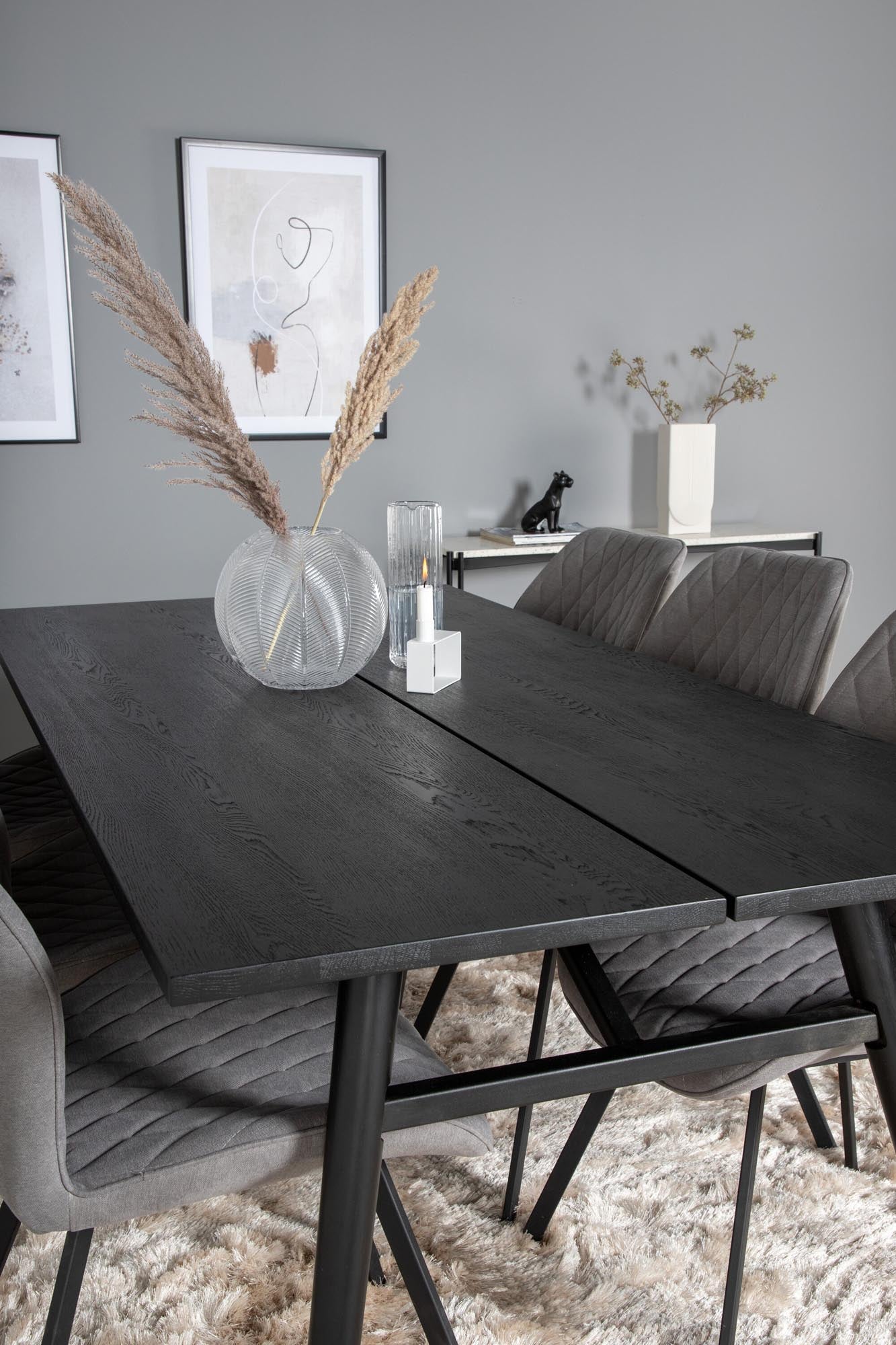 Sleek Esszimmerset ausziehbar + Gemma 195cm/6St. in Schwarzgrau präsentiert im Onlineshop von KAQTU Design AG. Esszimmerset ist von Venture Home