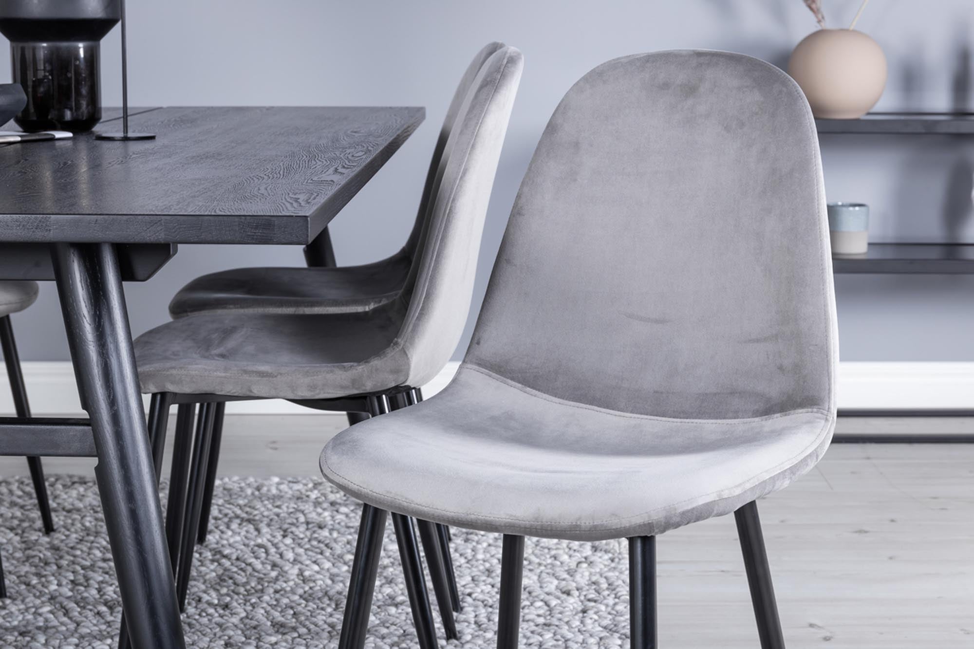 Sleek Esszimmerset ausziehbar + Polar 195cm/6St. in Schwarzgrau präsentiert im Onlineshop von KAQTU Design AG. Esszimmerset ist von Venture Home