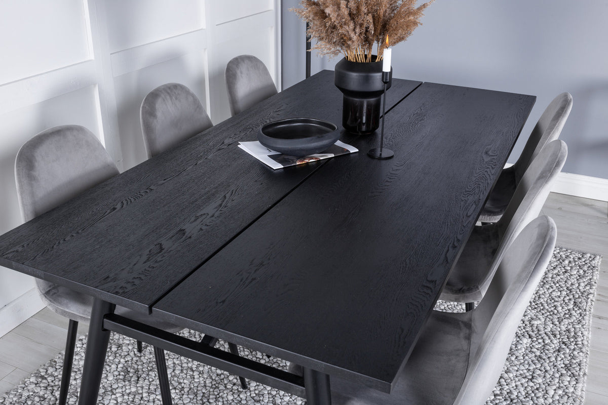 Sleek Esszimmerset ausziehbar + Polar 195cm/6St. in Schwarzgrau präsentiert im Onlineshop von KAQTU Design AG. Esszimmerset ist von Venture Home