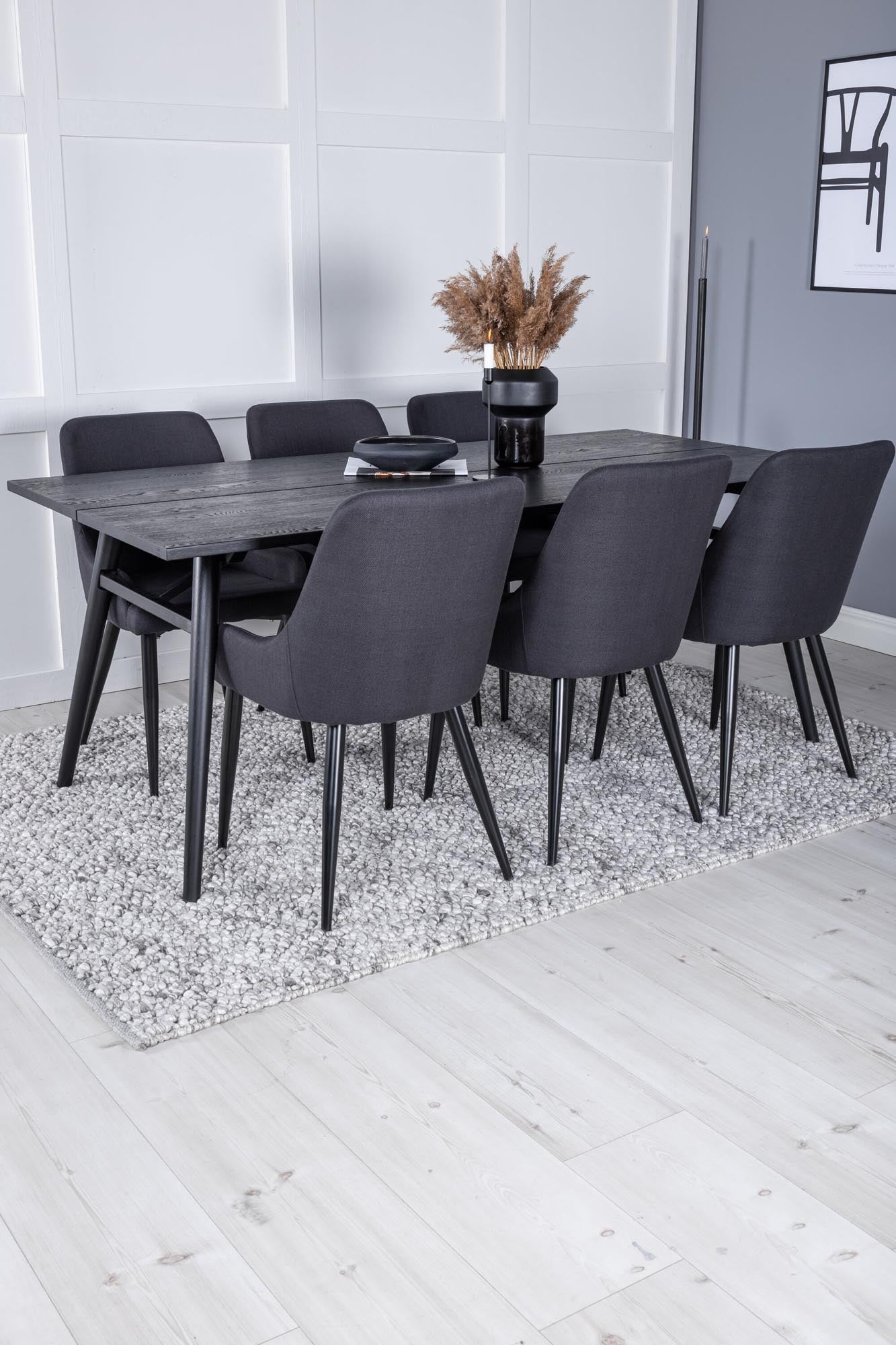 Sleek Esszimmerset ausziehbar + Plaza 195cm/6St. in Schwarz präsentiert im Onlineshop von KAQTU Design AG. Esszimmerset ist von Venture Home