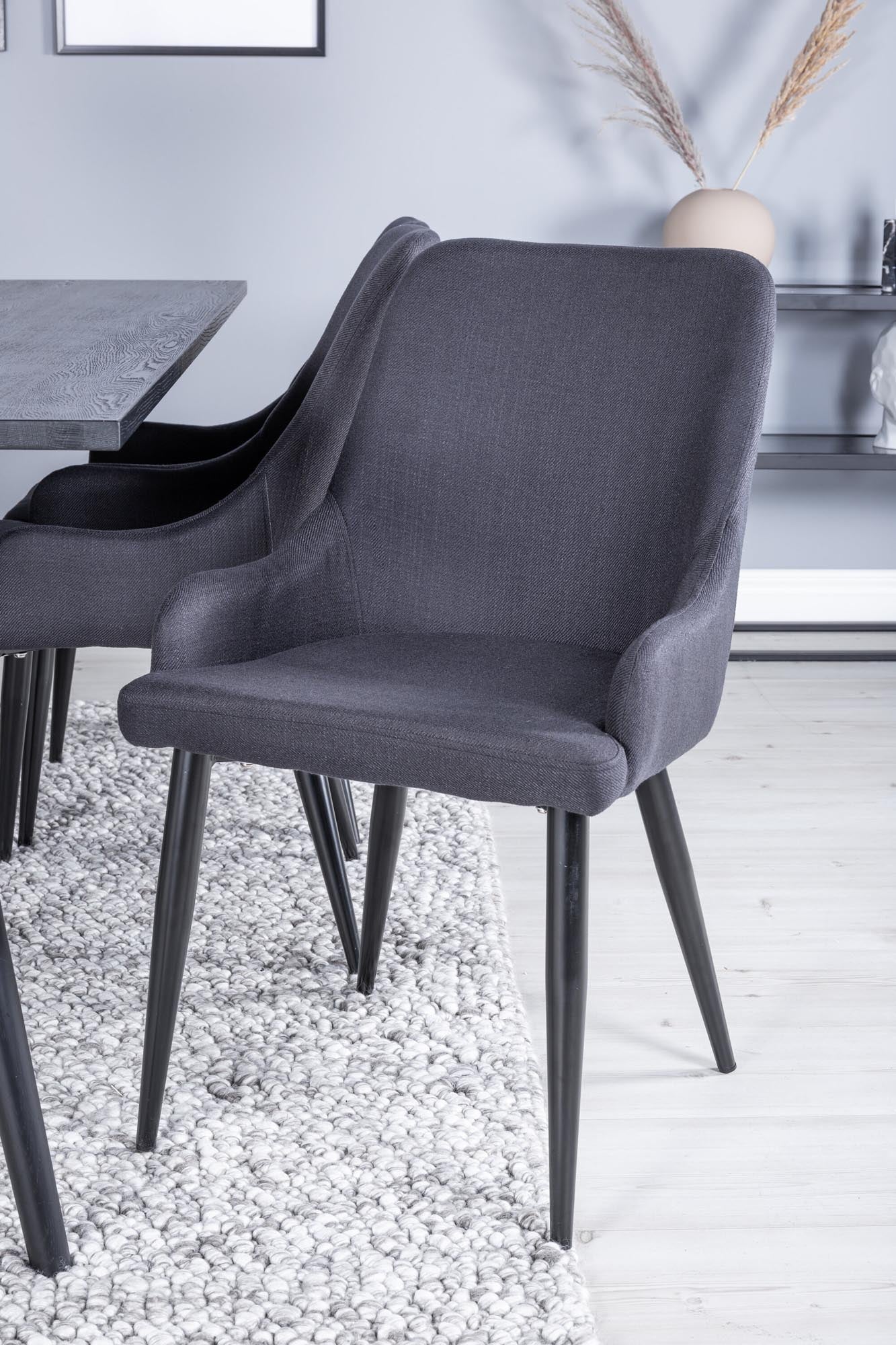 Sleek Esszimmerset ausziehbar + Plaza 195cm/6St. in Schwarz präsentiert im Onlineshop von KAQTU Design AG. Esszimmerset ist von Venture Home