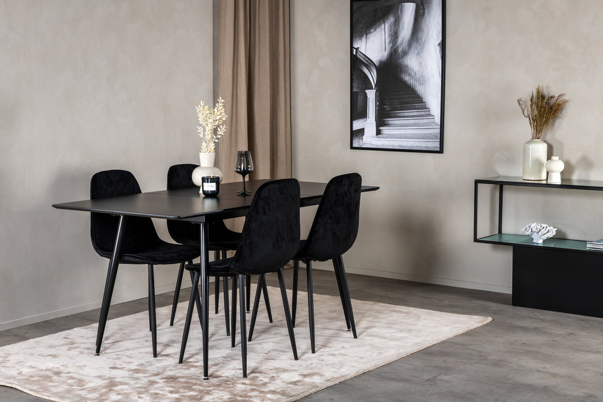 Silar Esszimmerset ausziehbar + Polar 120cm/4St. in Schwarz präsentiert im Onlineshop von KAQTU Design AG. Esszimmerset ist von Venture Home