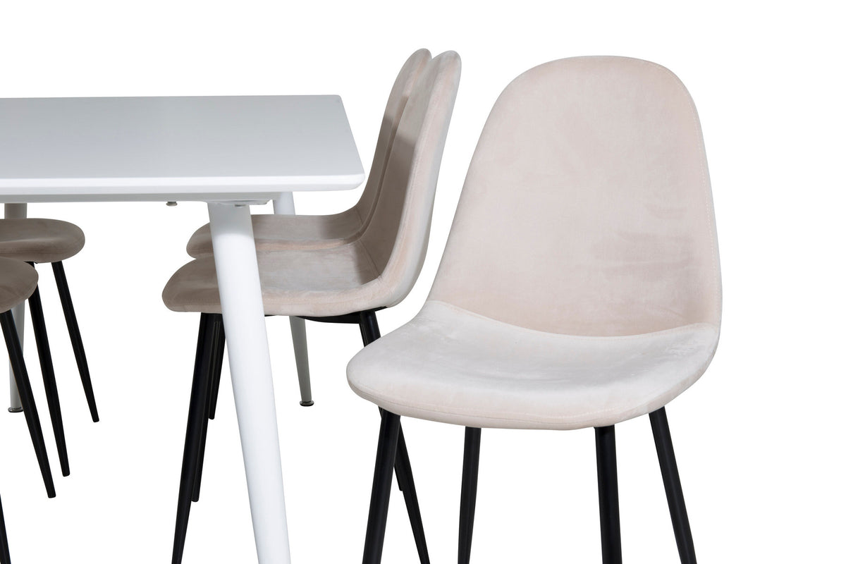 Polar Esszimmerset + Polar 180cm/6St. in Beige, Schwarz präsentiert im Onlineshop von KAQTU Design AG. Esszimmerset ist von Venture Home