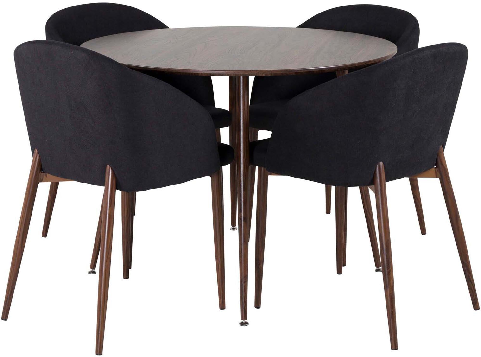 Entdecken Sie das Plaza Esszimmerset + Arch von Venture Home: stilvoller runder Esstisch ⌀100cm und moderne Stühle für gemütliche Esszimmer.