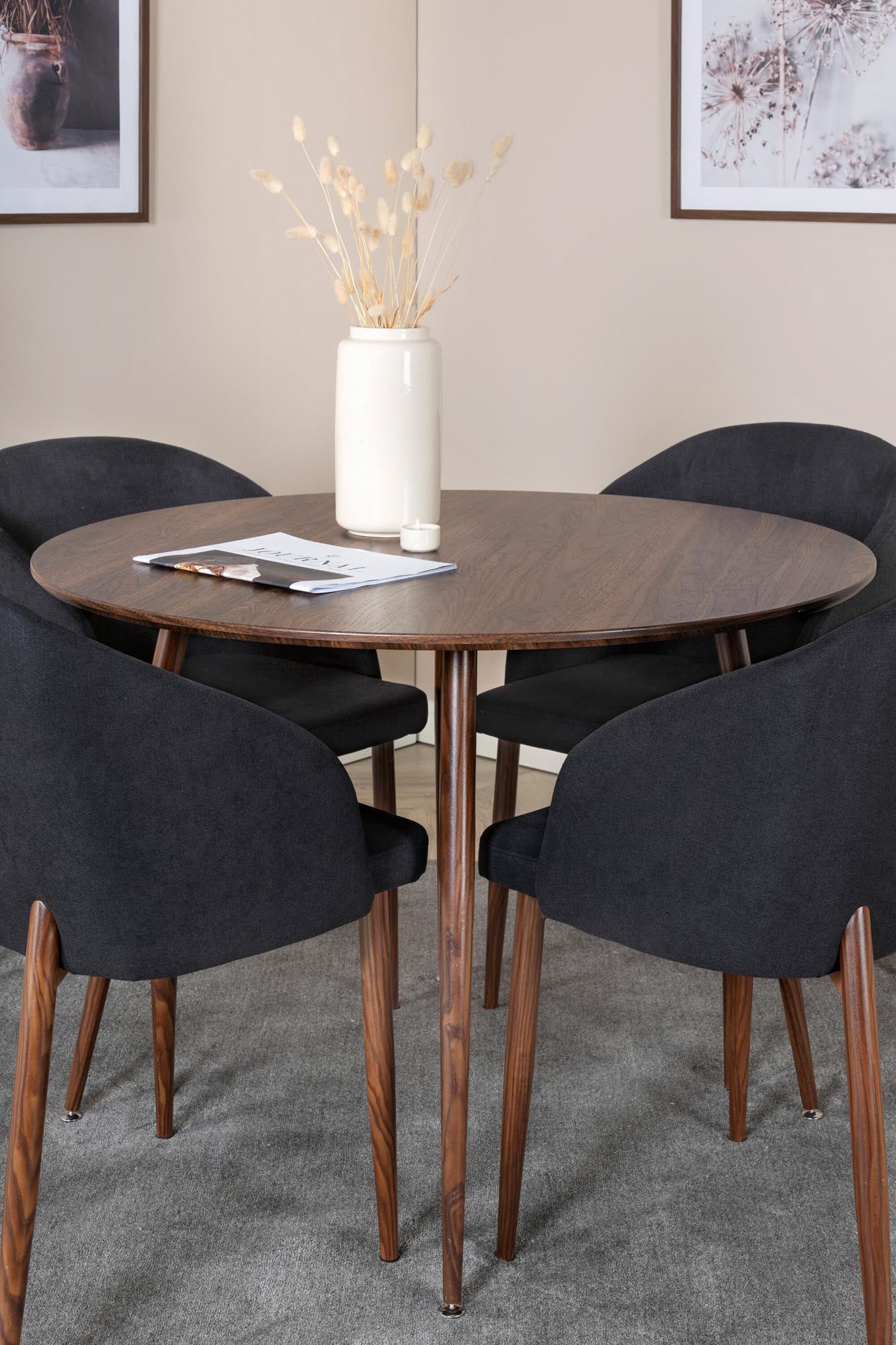 Plaza Esszimmerset + Arch ⌀100cm/4St. in Schwarz, Natur präsentiert im Onlineshop von KAQTU Design AG. Esszimmerset ist von Venture Home