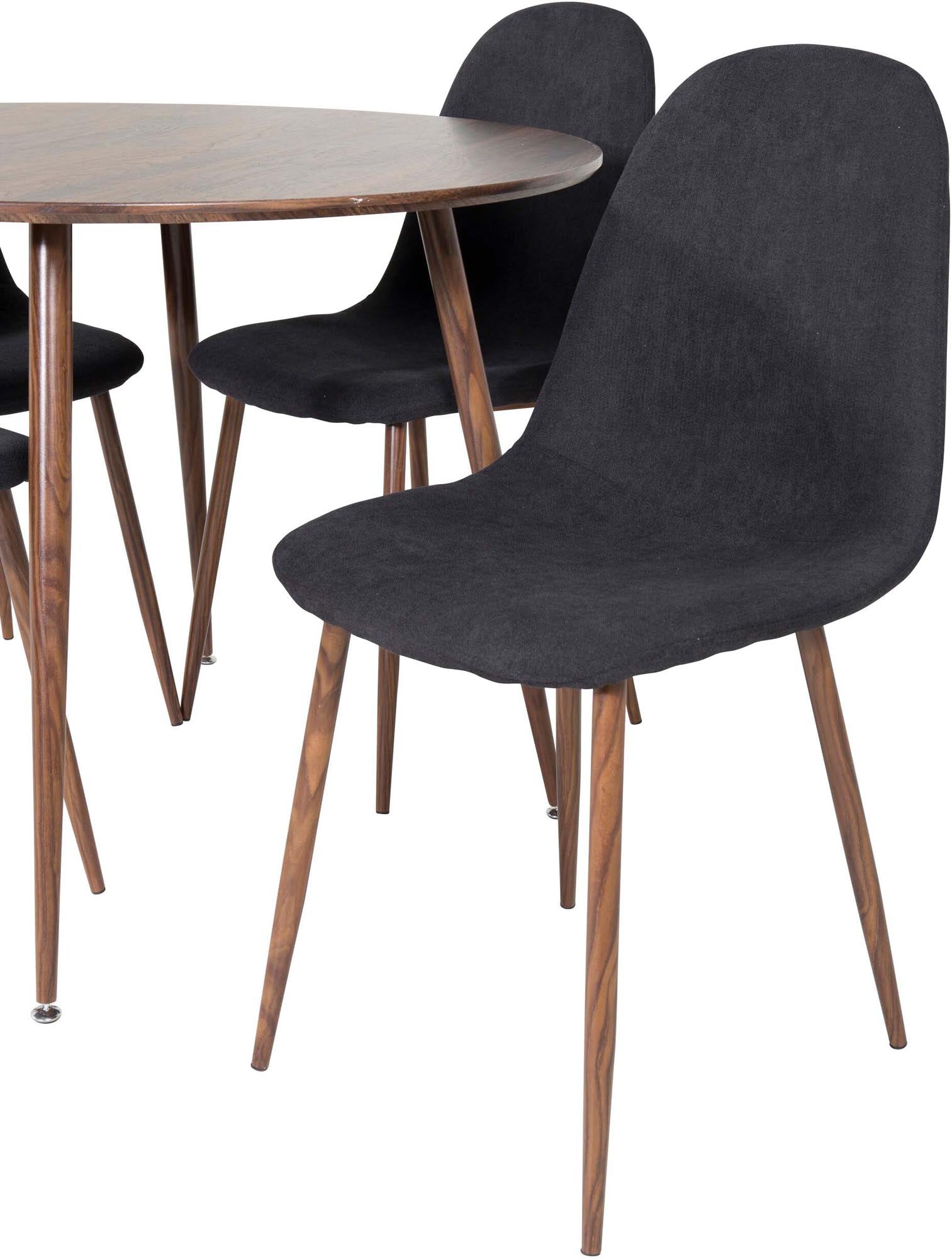 Plaza Esszimmerset + Polar ⌀100cm/4St. in Braun / Schwarz präsentiert im Onlineshop von KAQTU Design AG. Esszimmerset ist von Venture Home
