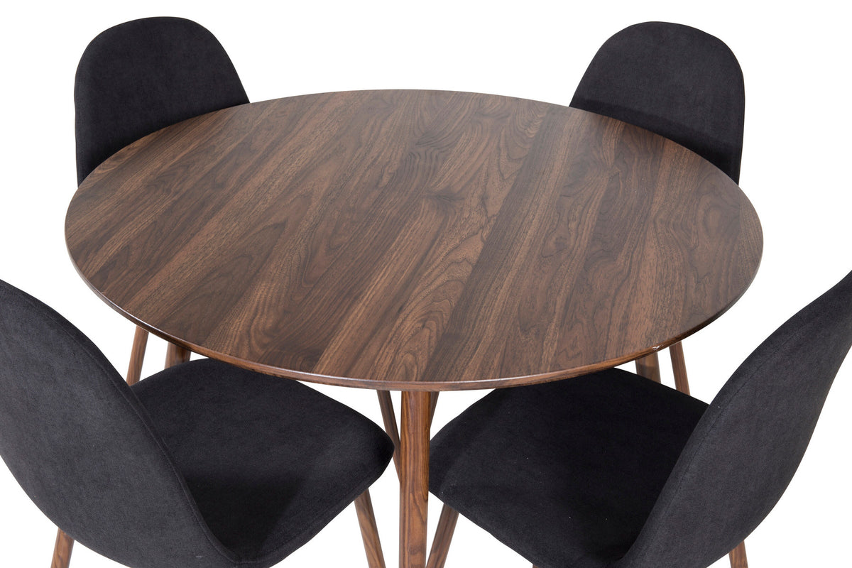 Plaza Esszimmerset + Polar ⌀100cm/4St. in Braun / Schwarz präsentiert im Onlineshop von KAQTU Design AG. Esszimmerset ist von Venture Home