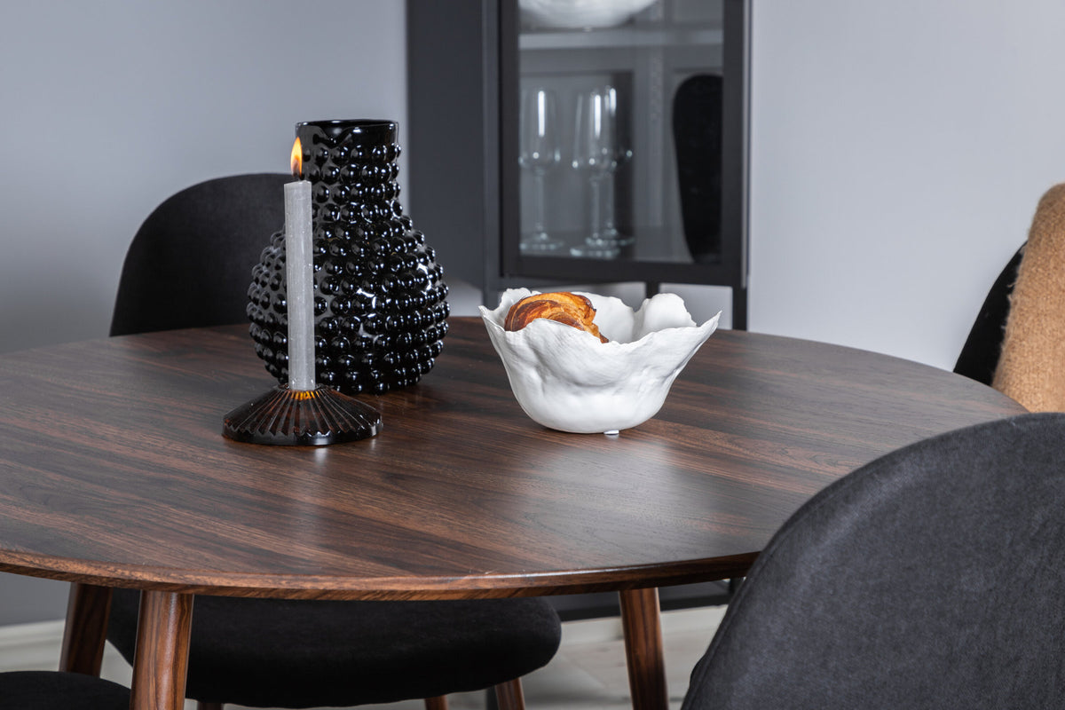 Plaza Esszimmerset + Polar ⌀100cm/4St. in Braun / Schwarz präsentiert im Onlineshop von KAQTU Design AG. Esszimmerset ist von Venture Home