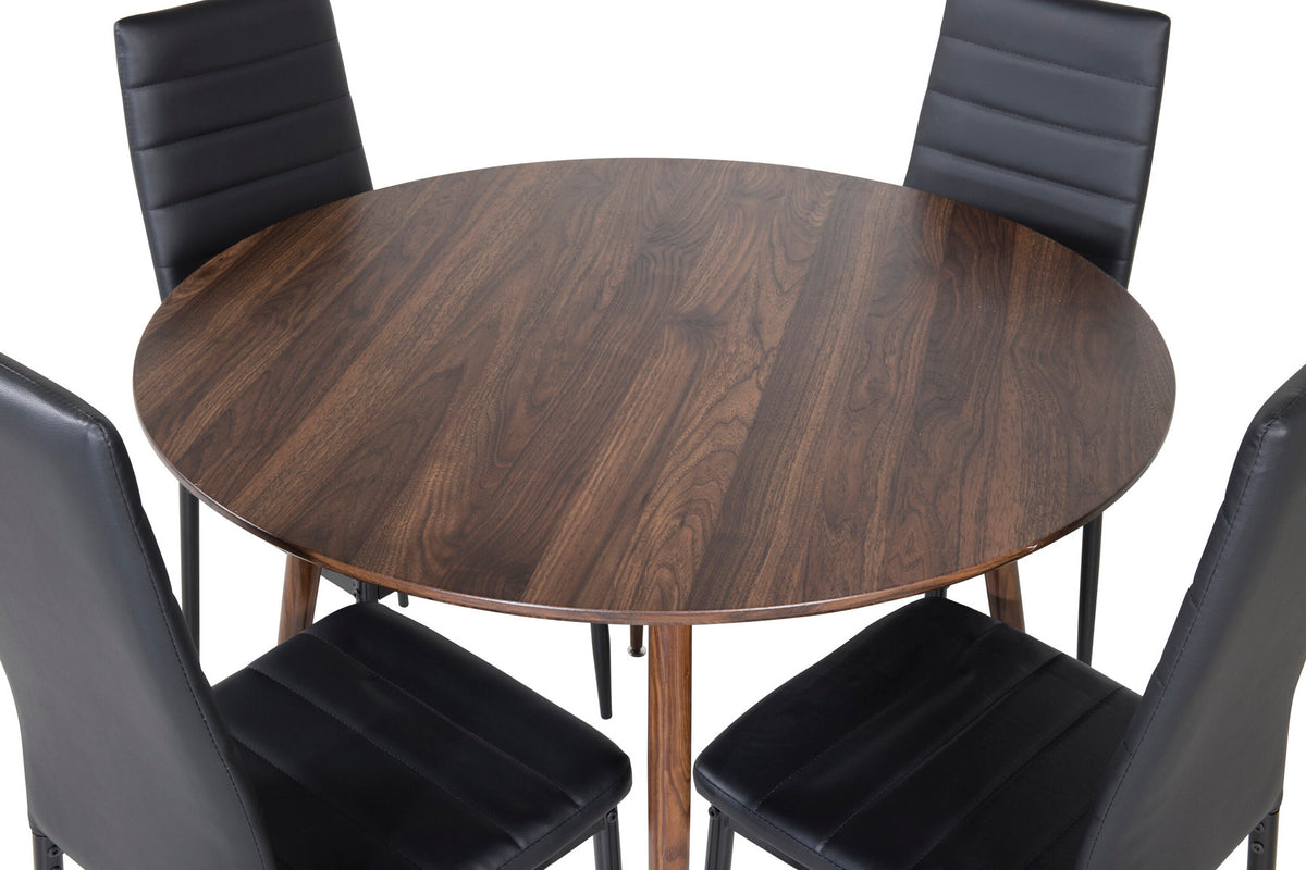 Plaza Esszimmerset + Slim ⌀100cm/4St. in Braun / Schwarz präsentiert im Onlineshop von KAQTU Design AG. Esszimmerset ist von Venture Home
