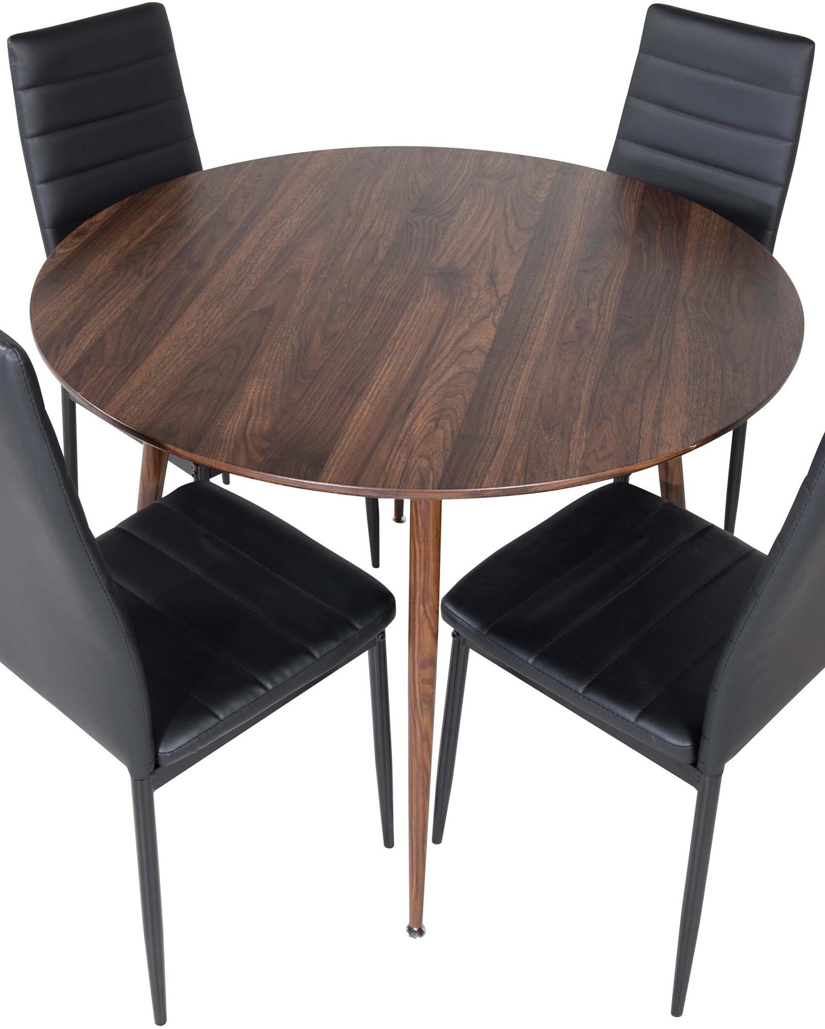 Plaza Esszimmerset + Slim ⌀100cm/4St. in Braun / Schwarz präsentiert im Onlineshop von KAQTU Design AG. Esszimmerset ist von Venture Home