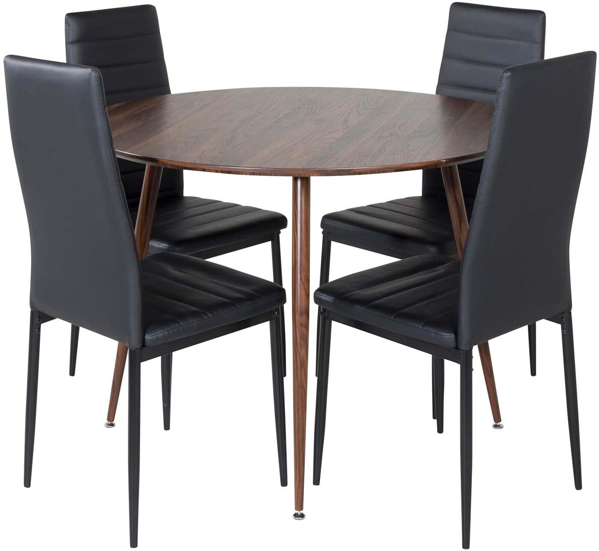 Plaza Esszimmerset + Slim ⌀100cm/4St. in Braun / Schwarz präsentiert im Onlineshop von KAQTU Design AG. Esszimmerset ist von Venture Home