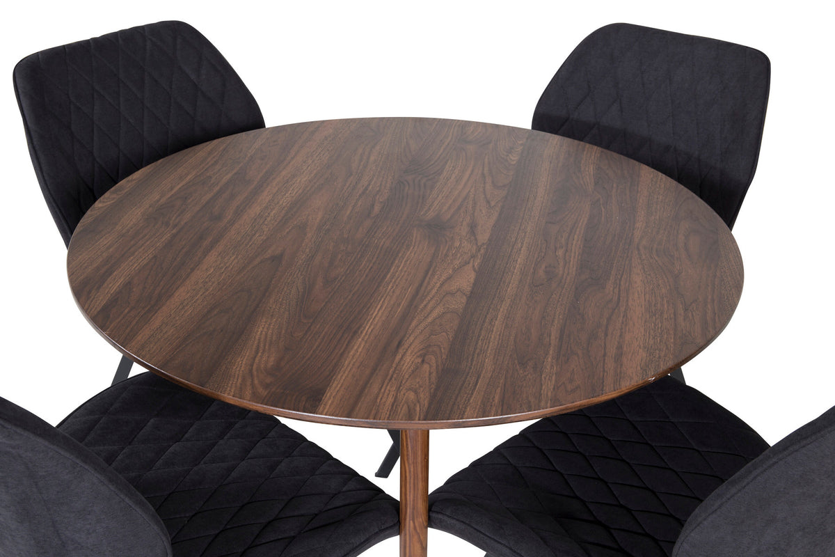 Plaza Esszimmerset + Gemma ⌀100cm/4St. in Braun / Grau präsentiert im Onlineshop von KAQTU Design AG. Esszimmerset ist von Venture Home
