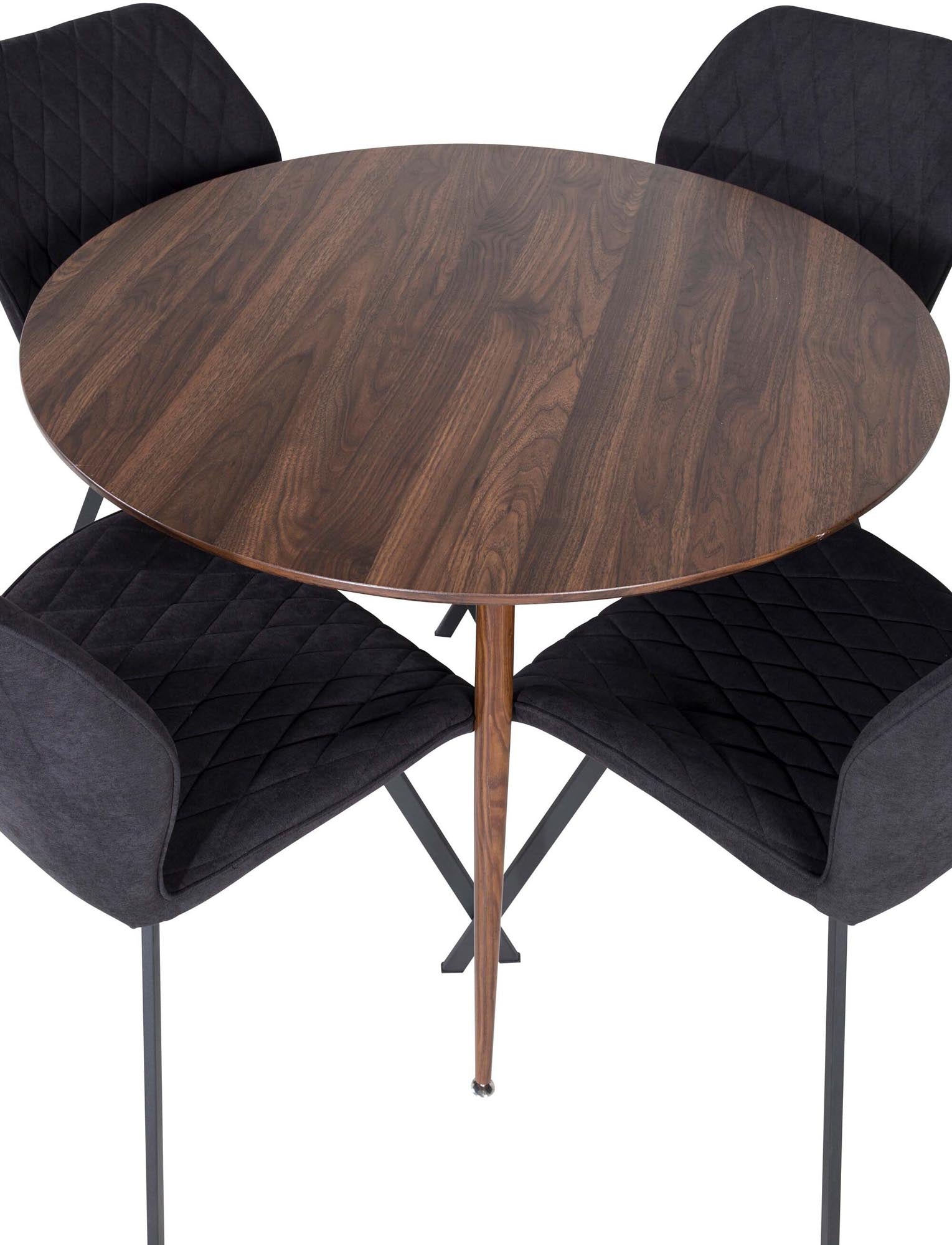 Plaza Esszimmerset + Gemma: Elegantes Set mit runden Samtstühlen für gemütliche Esszimmermomente. Ideal für jeden Anlass!