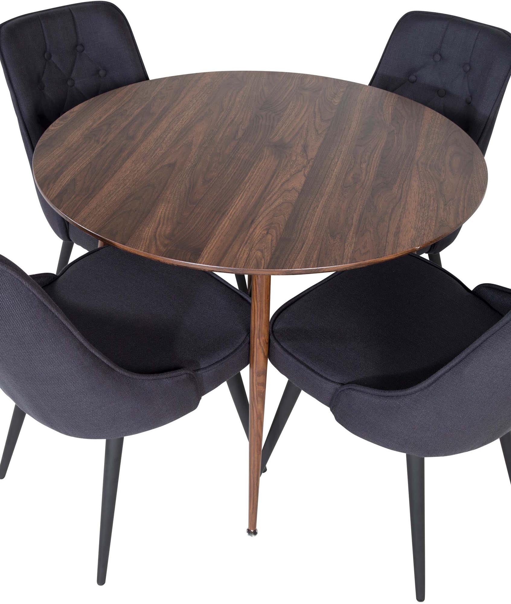 Plaza Esszimerset + Velvet Deluxe ⌀100cm/4St. in Braun / Schwarz präsentiert im Onlineshop von KAQTU Design AG. Esszimmerset ist von Venture Home