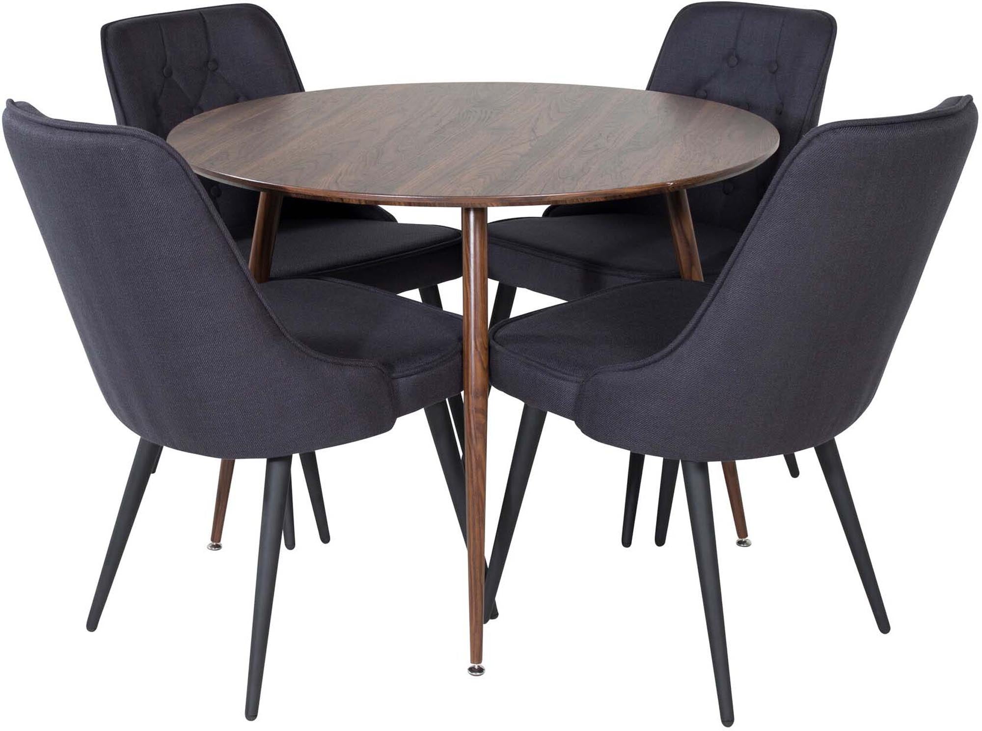 Plaza Esszimerset + Velvet Deluxe ⌀100cm/4St. in Braun / Schwarz präsentiert im Onlineshop von KAQTU Design AG. Esszimmerset ist von Venture Home