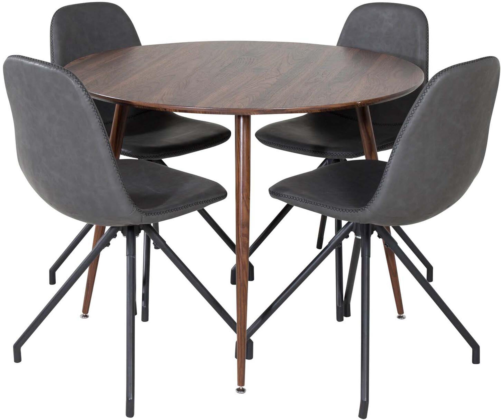 Plaza Esszimmerset + Polar ⌀100cm/4St. in Braun / Grau präsentiert im Onlineshop von KAQTU Design AG. Esszimmerset ist von Venture Home