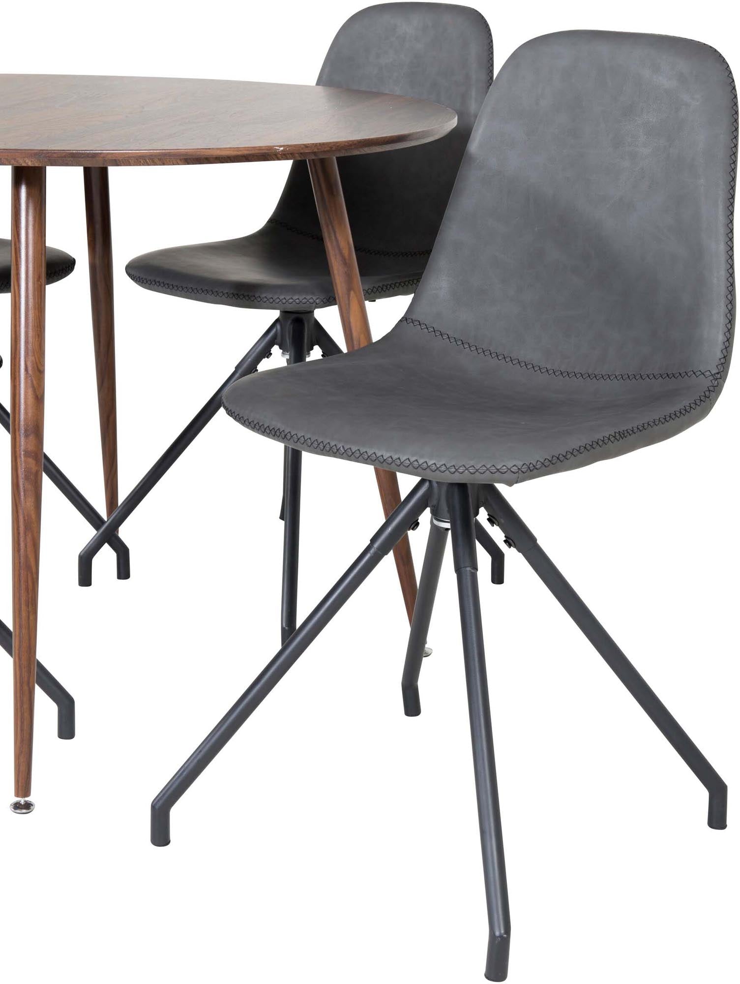 Plaza Esszimmerset + Polar ⌀100cm/4St. in Braun / Grau präsentiert im Onlineshop von KAQTU Design AG. Esszimmerset ist von Venture Home