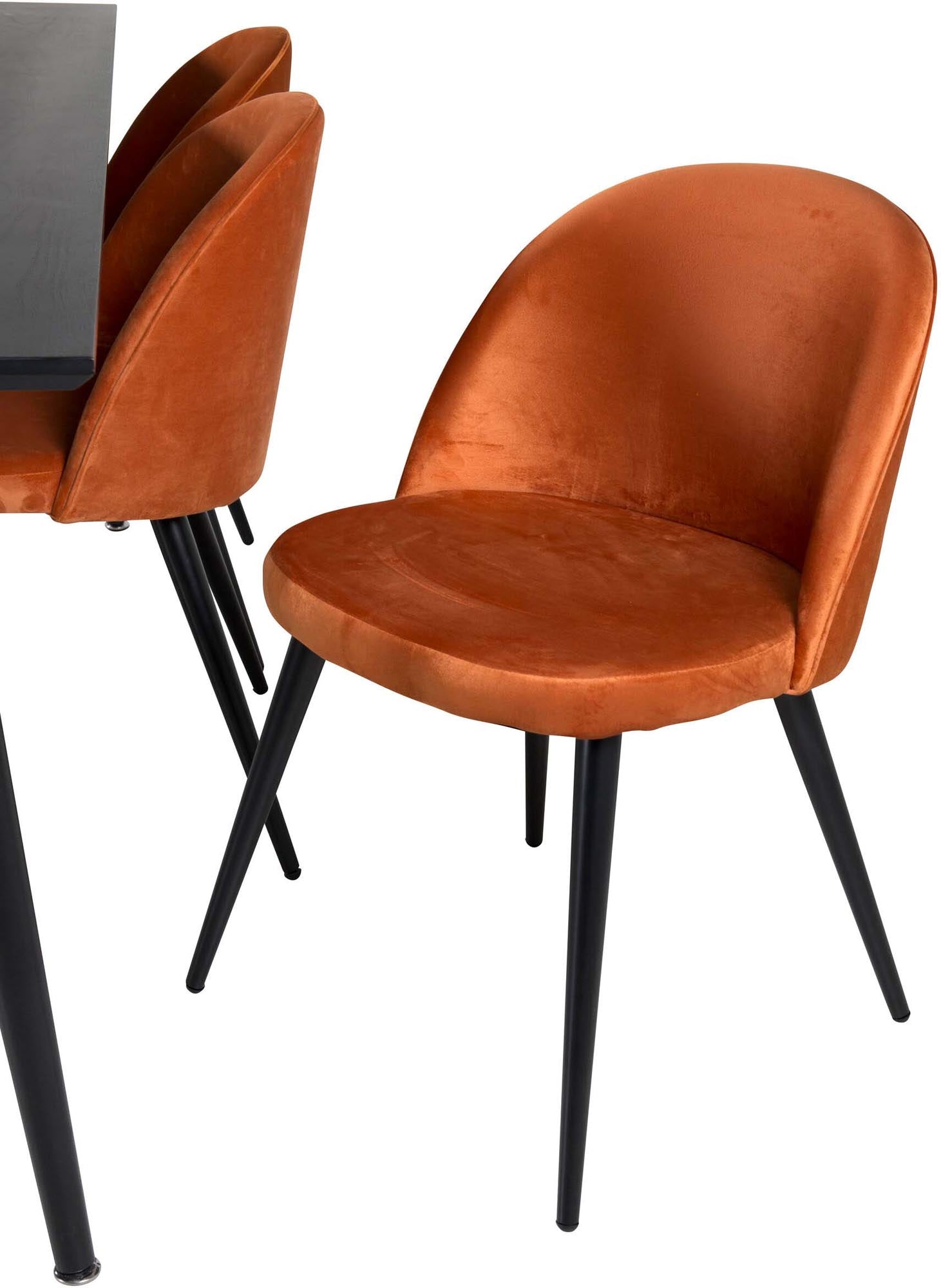 Dipp Esszimmerset + Velvet 180cm/6St. in Schwarz / Orange präsentiert im Onlineshop von KAQTU Design AG. Esszimmerset ist von Venture Home