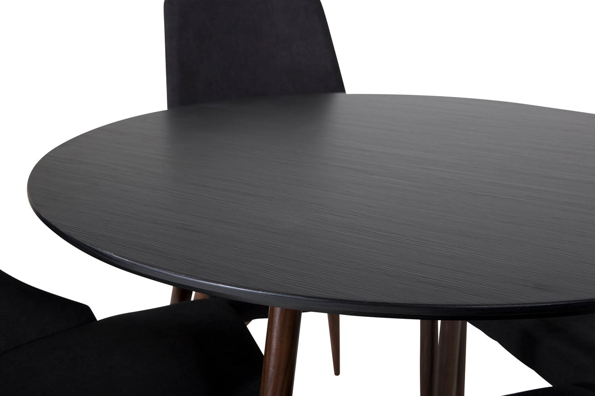 Plaza Esszimmerset + Leone ⌀100cm/4St. in Schwarz / Braun präsentiert im Onlineshop von KAQTU Design AG. Esszimmerset ist von Venture Home