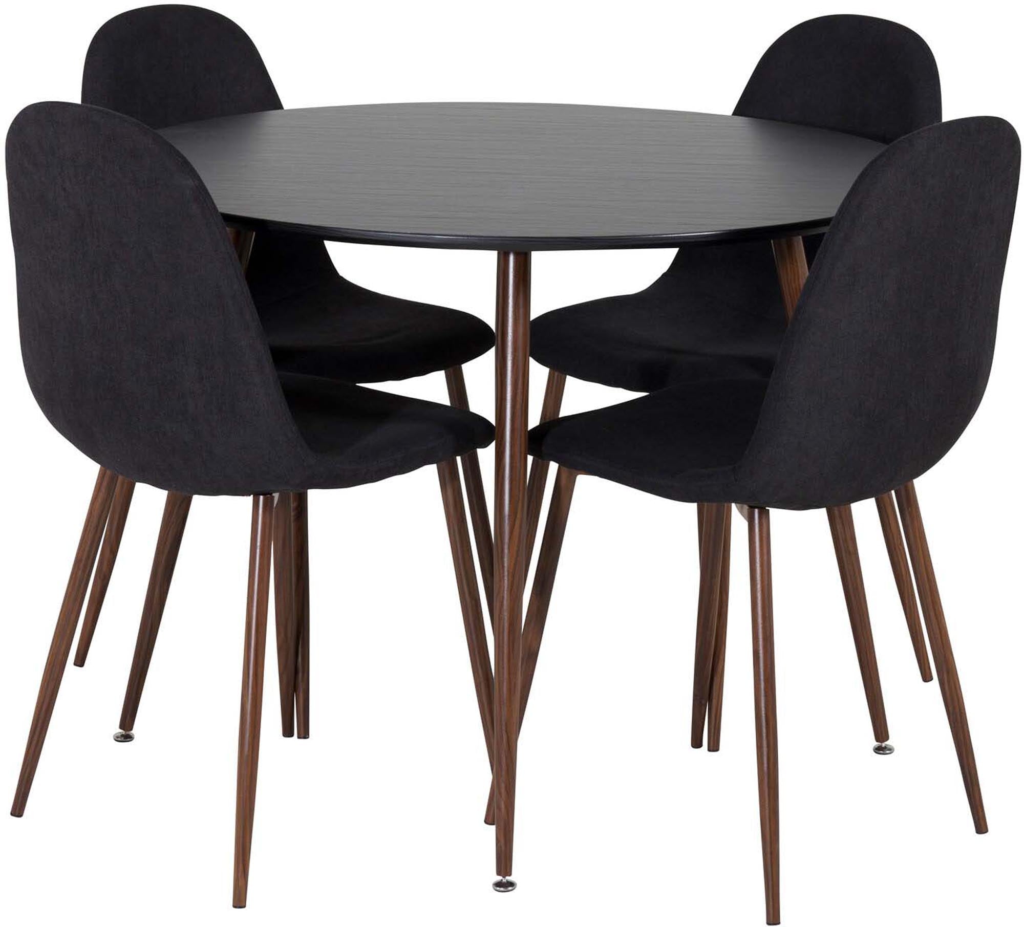 Plaza Esszimmerset + Polar ⌀100cm/4St. in Schwarz / Braun präsentiert im Onlineshop von KAQTU Design AG. Esszimmerset ist von Venture Home