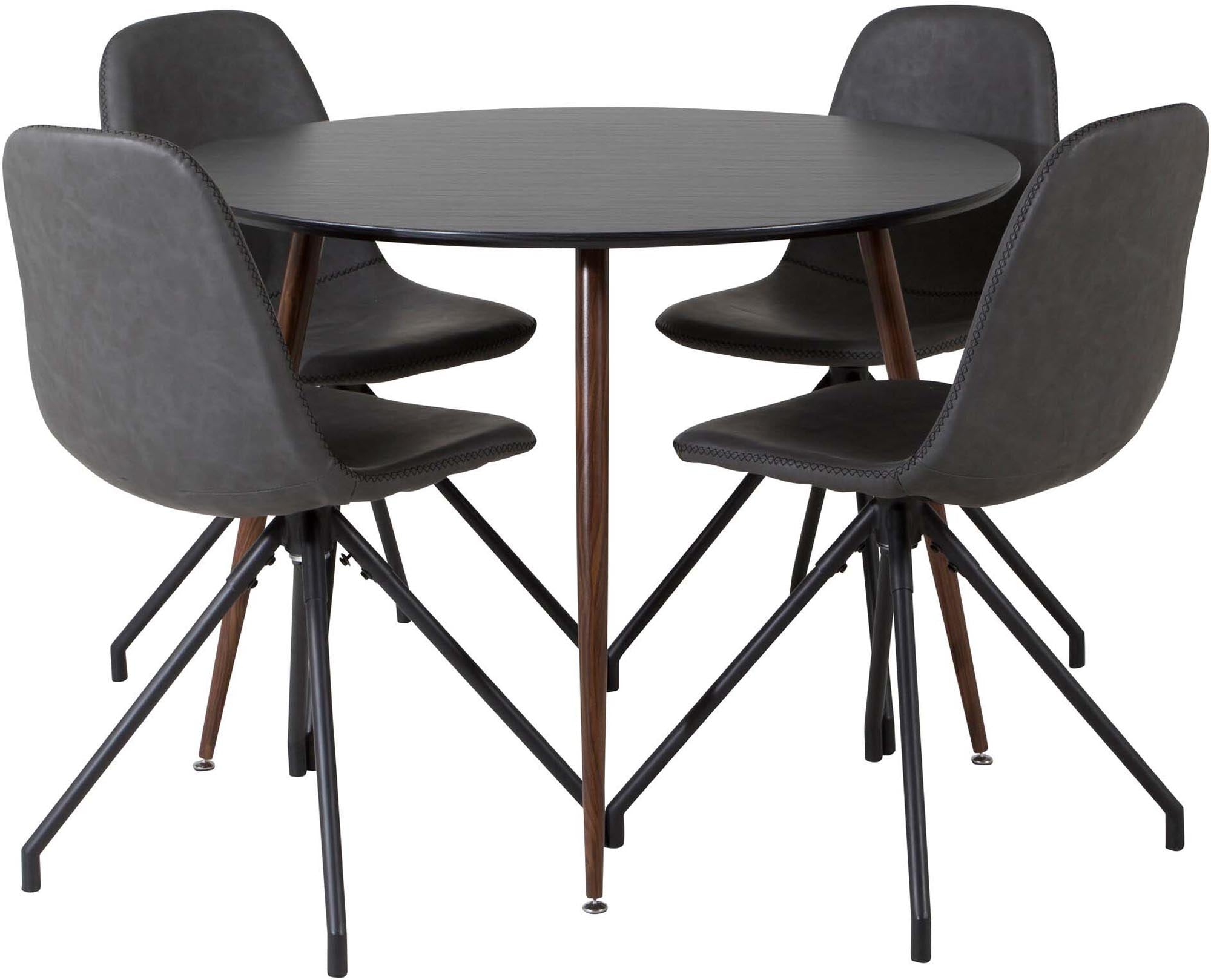 Plaza Esszimmerset + Polar ⌀100cm/4St. in Schwarz präsentiert im Onlineshop von KAQTU Design AG. Esszimmerset ist von Venture Home