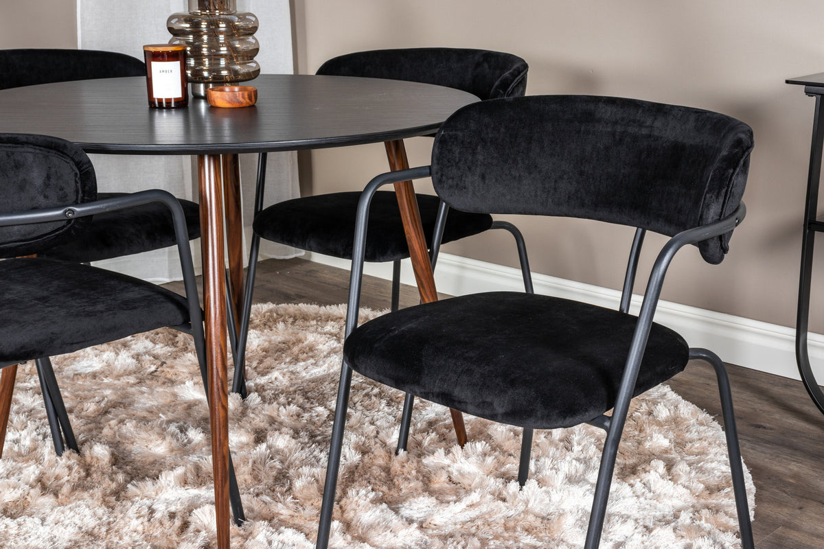 Plaza Esszimmerset + Arrow ⌀100cm/4St. in Schwarz präsentiert im Onlineshop von KAQTU Design AG. Esszimmerset ist von Venture Home