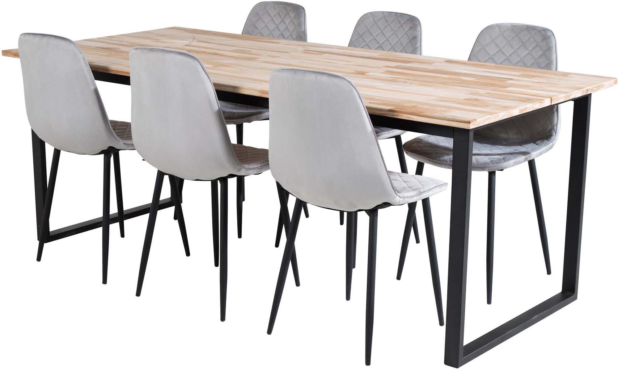 Cirebon Esszimmerset + Polar 200cm/6St. in Schwarzgrau präsentiert im Onlineshop von KAQTU Design AG. Esszimmerset ist von Venture Home